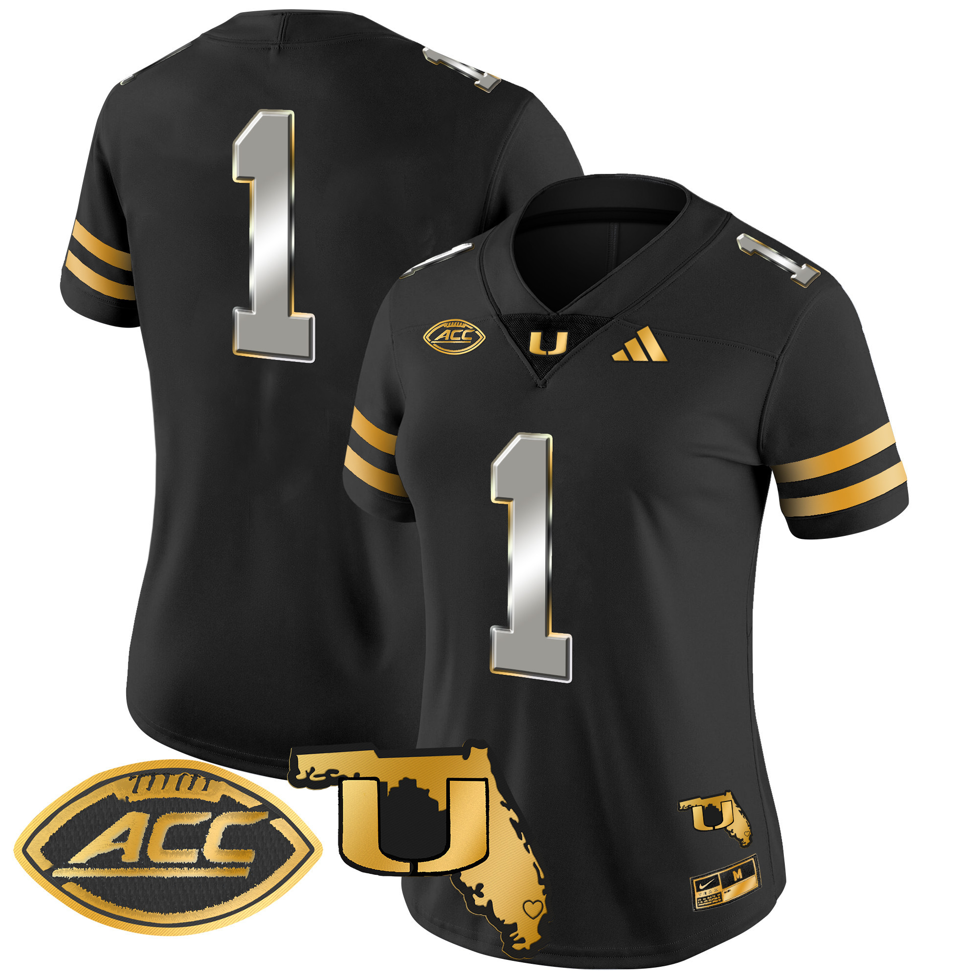 Women's Miami Hurricanes 2024 Florida Patch Gold Vapor Limited Jersey - All Stitched