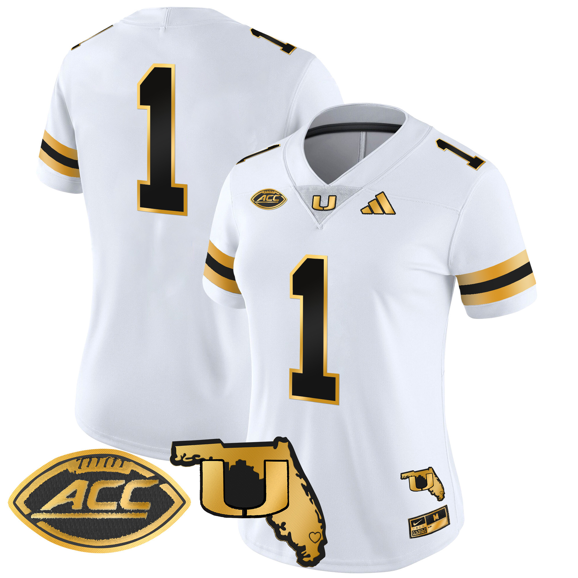 Women's Miami Hurricanes 2024 Florida Patch Gold Vapor Limited Jersey - All Stitched