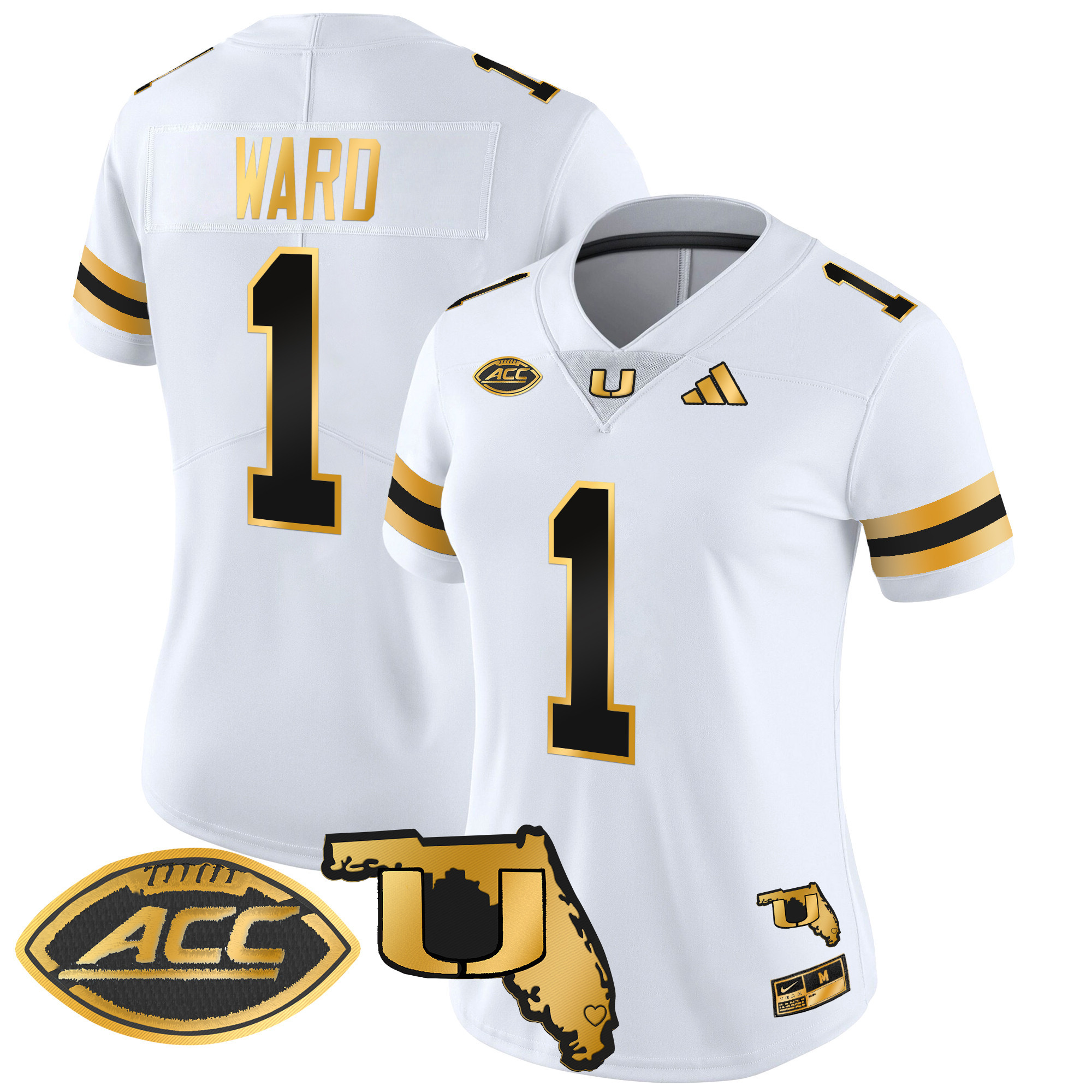 Women's Miami Hurricanes 2024 Florida Patch Gold Vapor Limited Jersey - All Stitched
