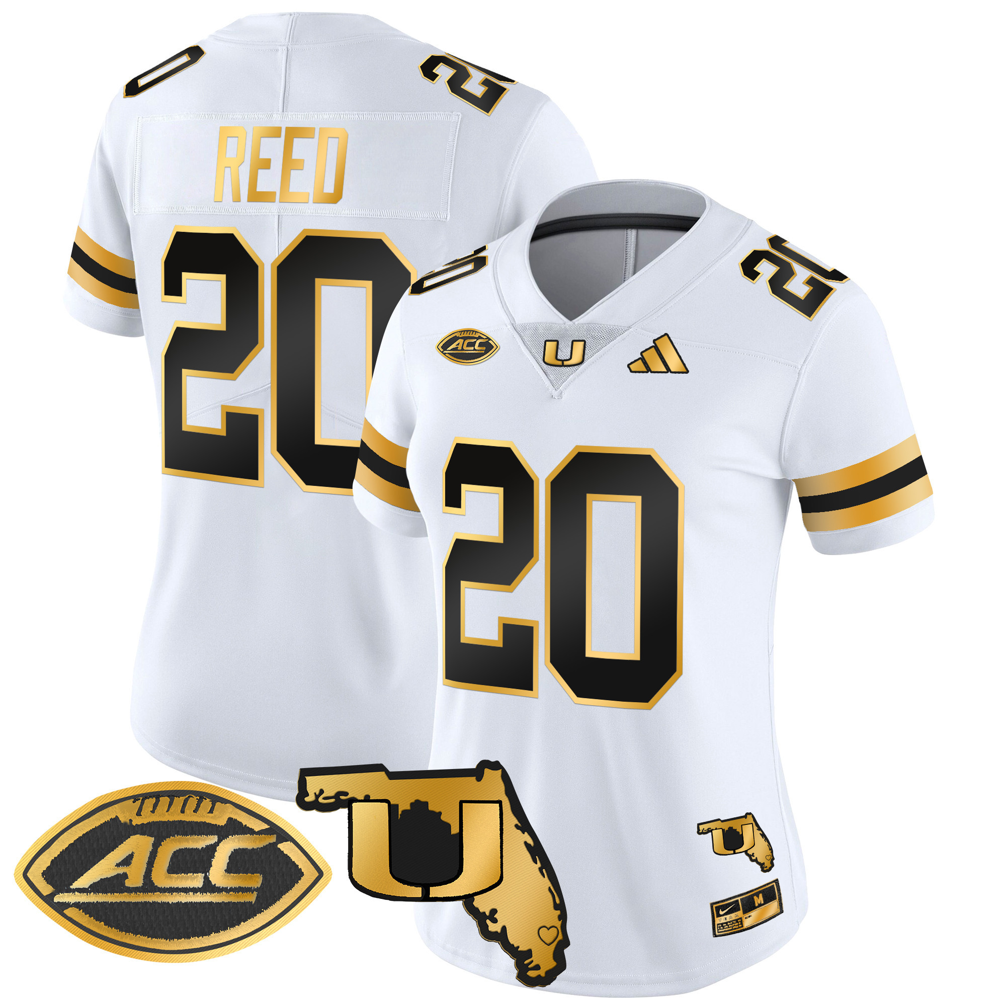 Women's Miami Hurricanes 2024 Florida Patch Gold Vapor Limited Jersey - All Stitched
