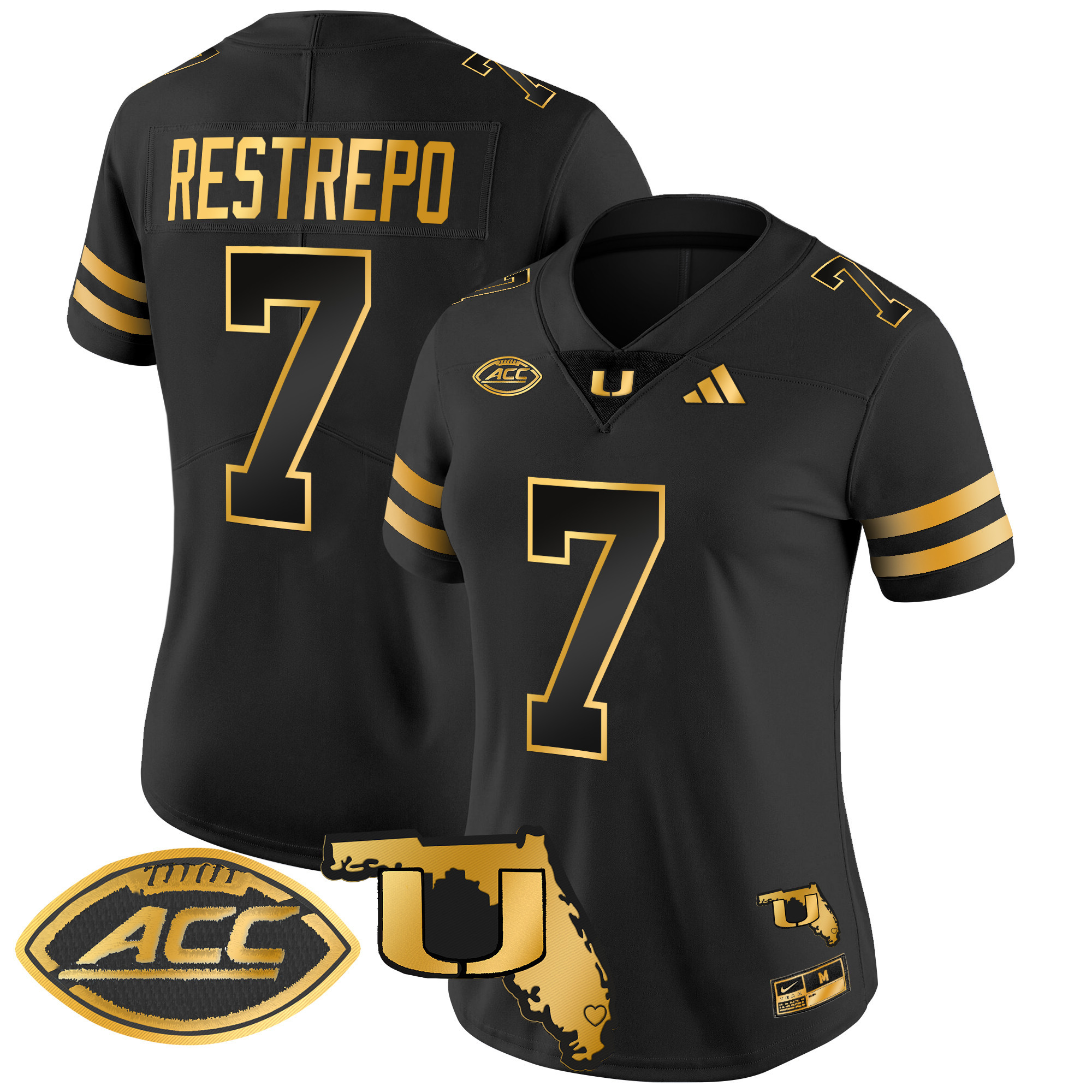 Women's Miami Hurricanes 2024 Florida Patch Gold Vapor Limited Jersey - All Stitched