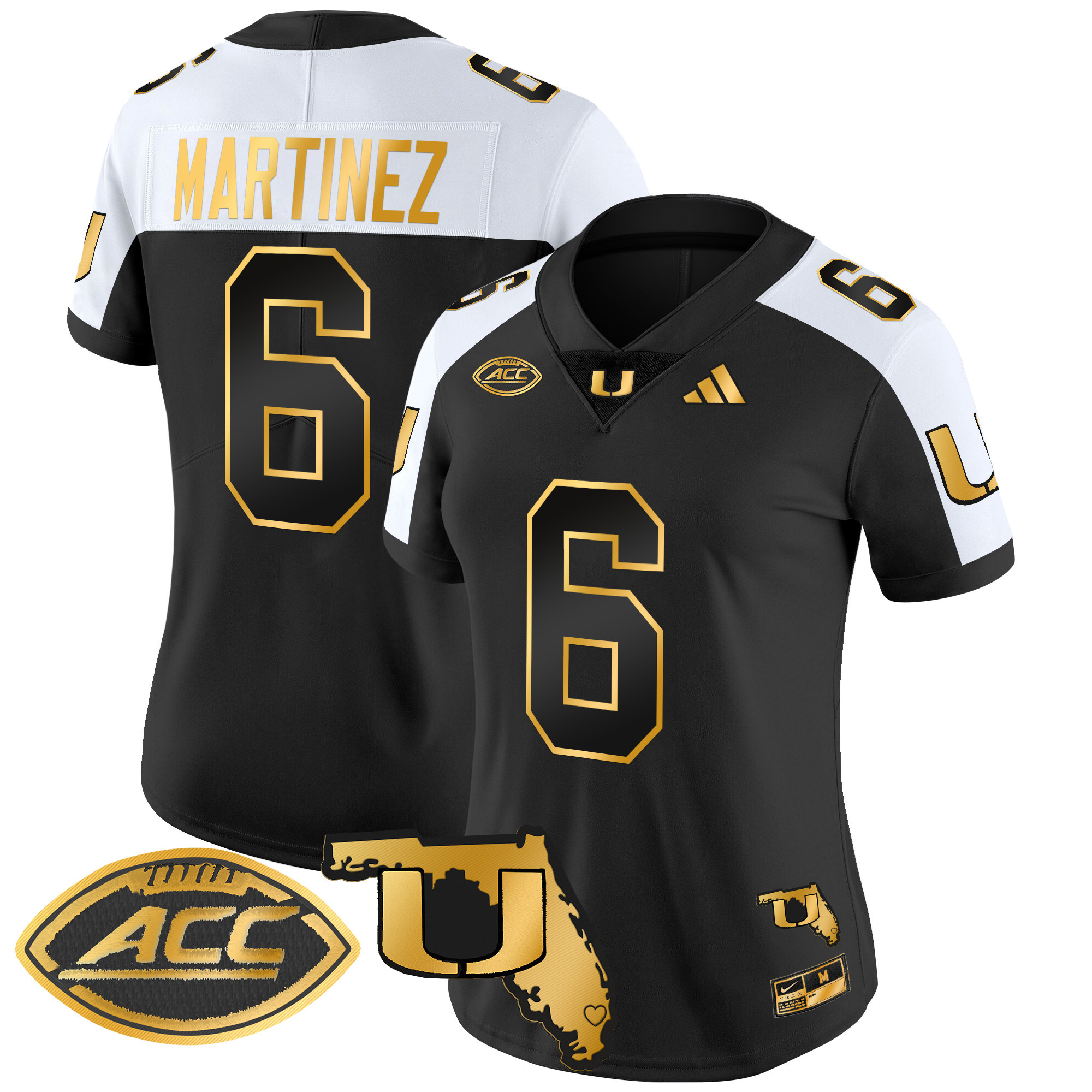 Women's Miami Hurricanes 2024 Florida Patch Gold Vapor Limited Jersey - All Stitched
