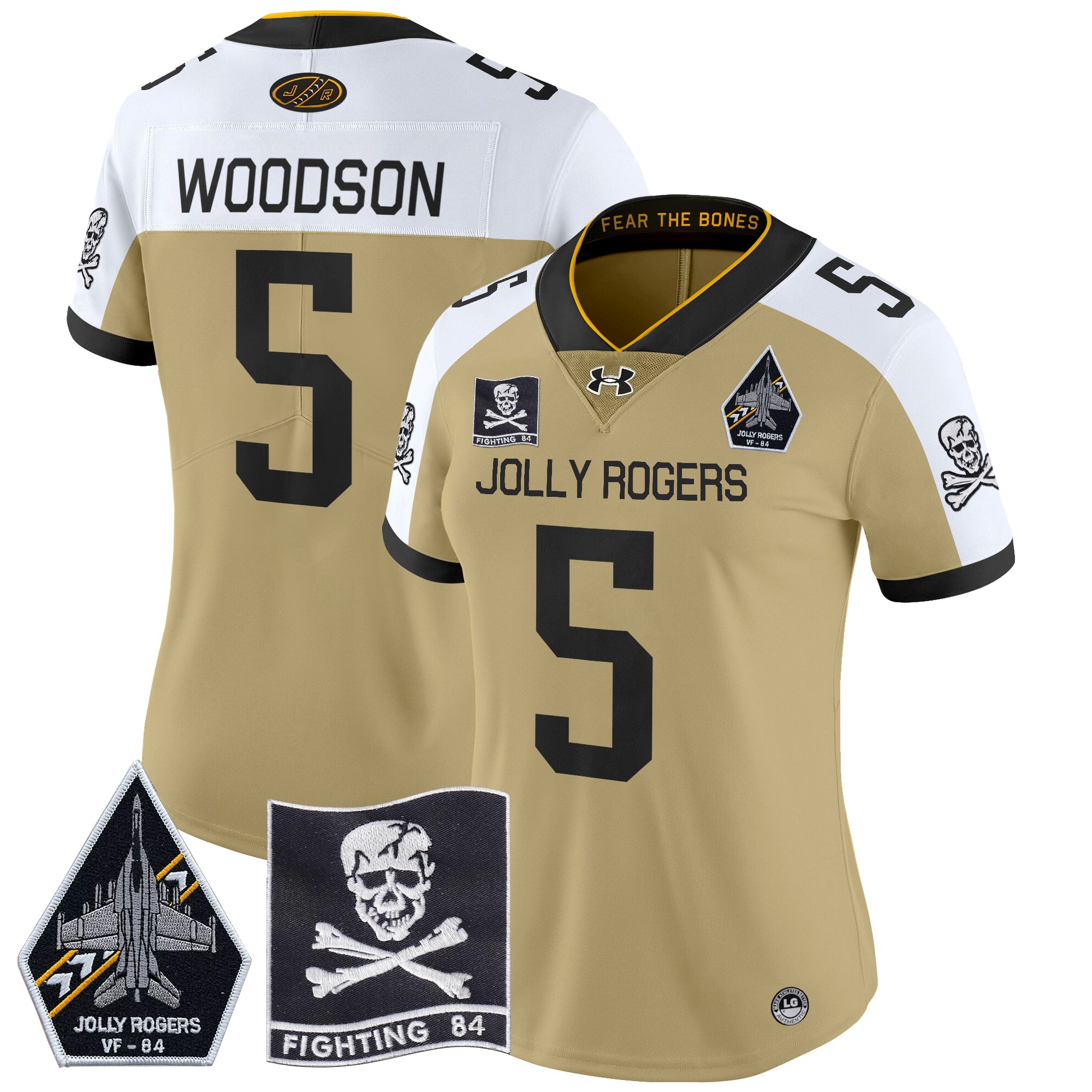Women's Navy Midshipmen 2024 Jolly Rogers VF-84 Patch Vapor Limited Jersey - All Stitched