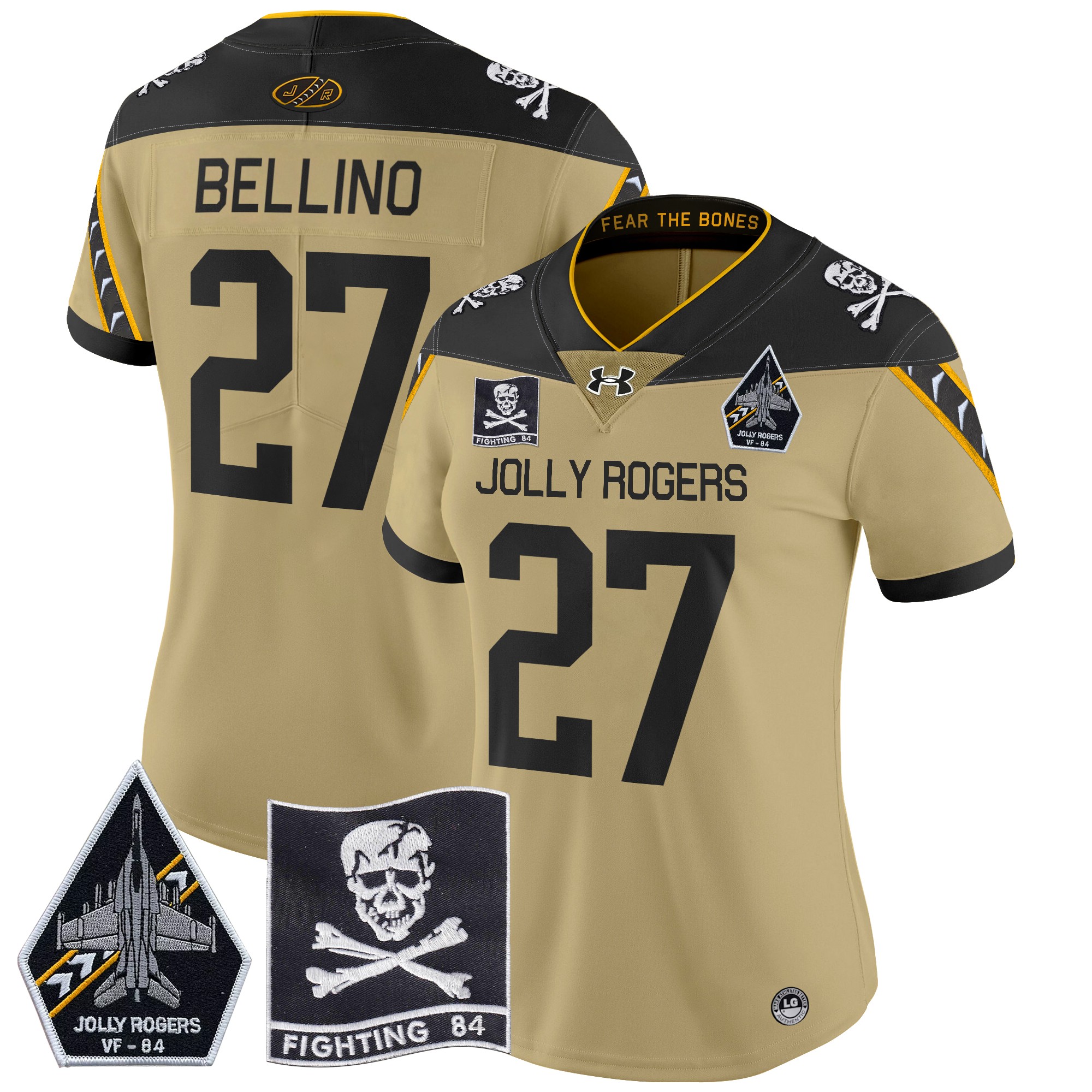 Women's Navy Midshipmen 2024 Jolly Rogers VF-84 Patch Vapor Limited Jersey - All Stitched