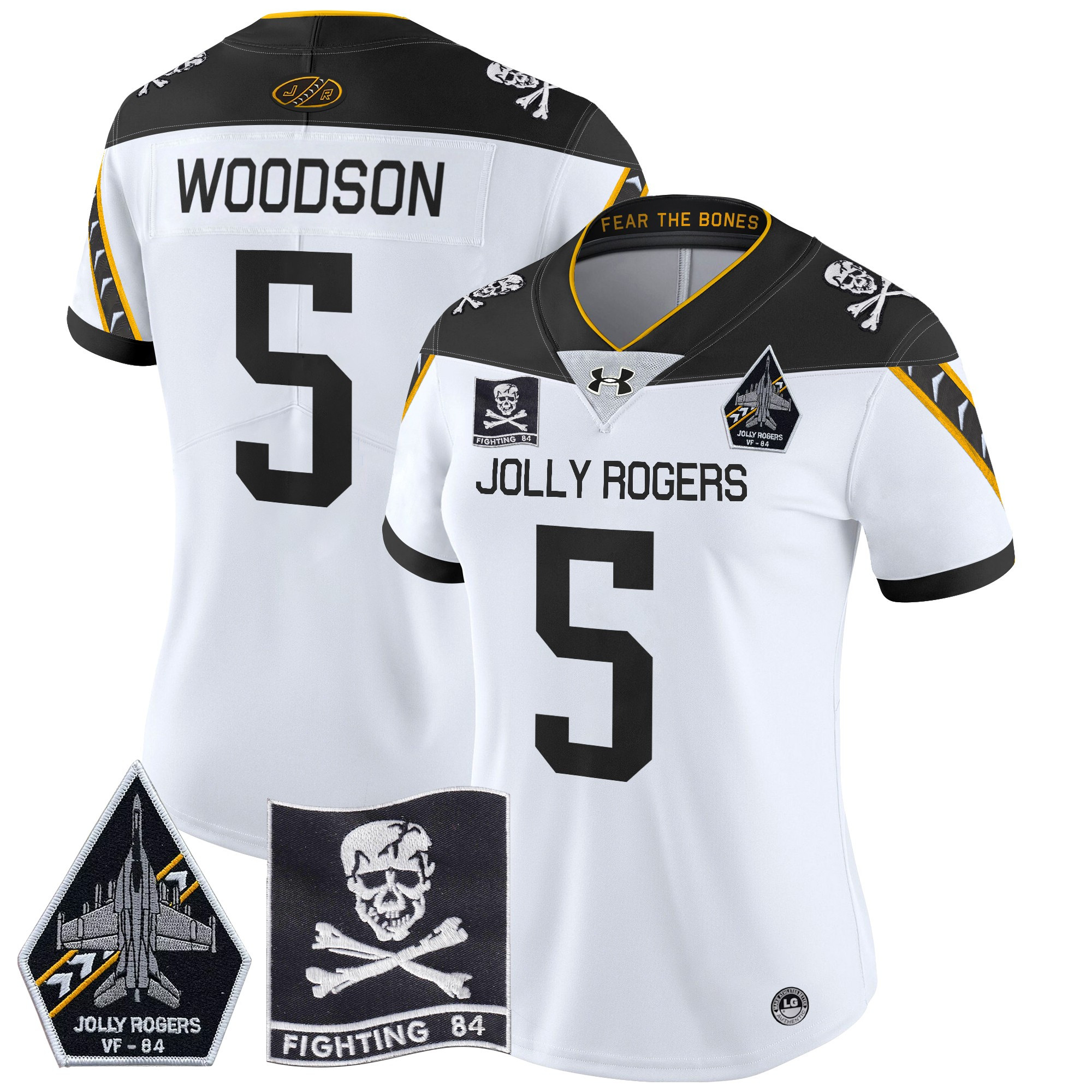 Women's Navy Midshipmen 2024 Jolly Rogers VF-84 Patch Vapor Limited Jersey - All Stitched