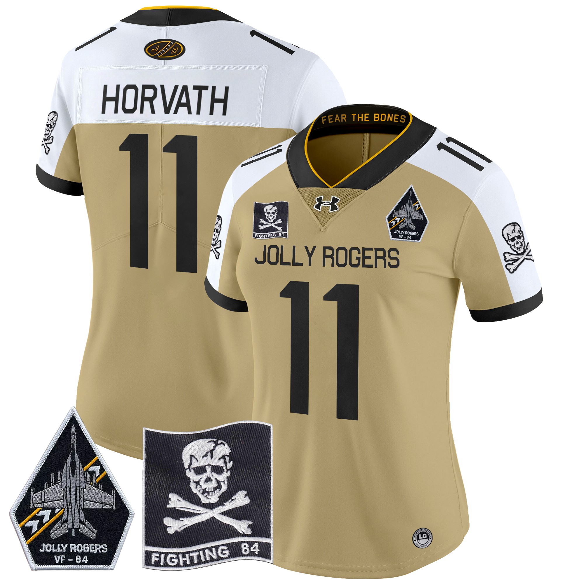 Women's Navy Midshipmen 2024 Jolly Rogers VF-84 Patch Vapor Limited Jersey - All Stitched