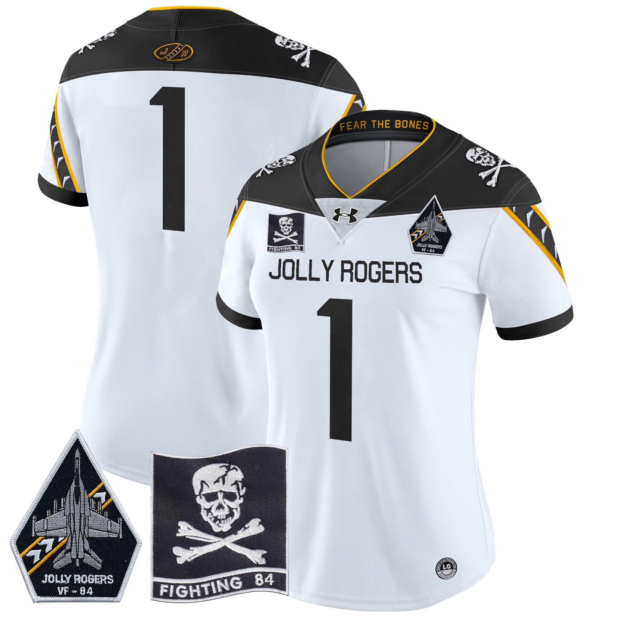 Women's Navy Midshipmen 2024 Jolly Rogers VF-84 Patch Vapor Limited Jersey - All Stitched