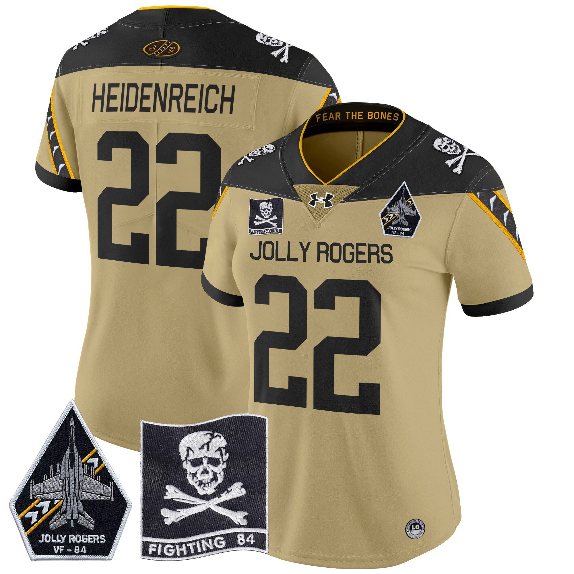 Women's Navy Midshipmen 2024 Jolly Rogers VF-84 Patch Vapor Limited Jersey - All Stitched