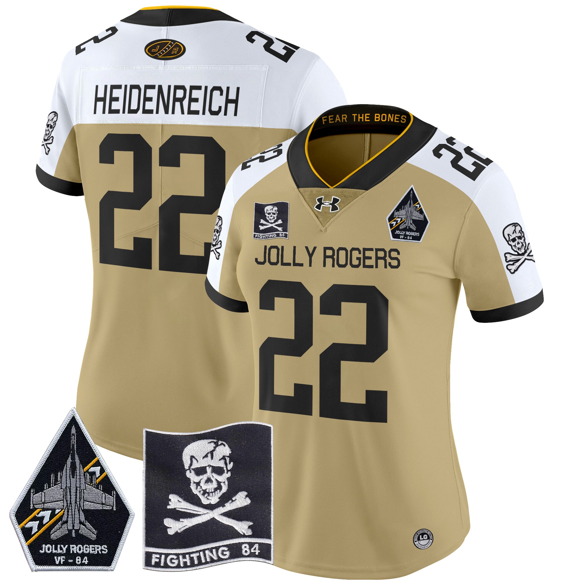 Women's Navy Midshipmen 2024 Jolly Rogers VF-84 Patch Vapor Limited Jersey - All Stitched