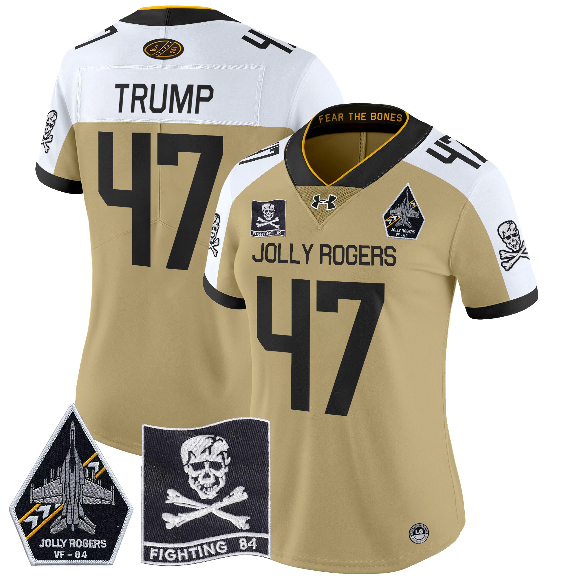 Women's Navy Midshipmen 2024 Jolly Rogers VF-84 Patch Vapor Limited Jersey - All Stitched