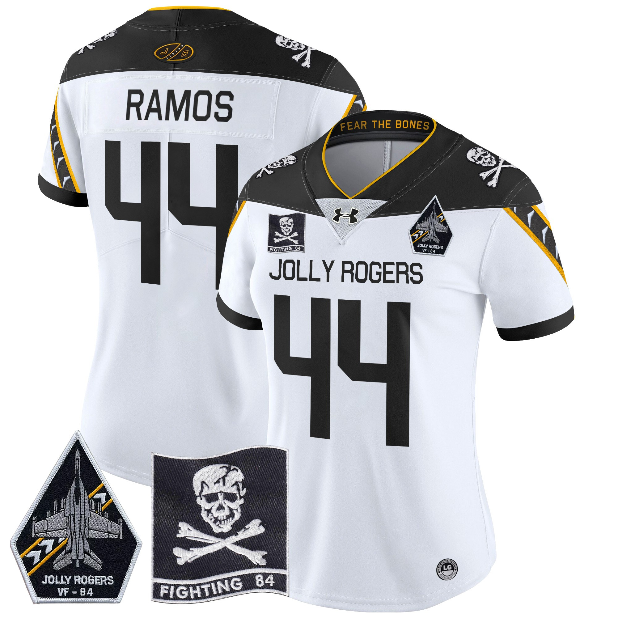 Women's Navy Midshipmen 2024 Jolly Rogers VF-84 Patch Vapor Limited Jersey - All Stitched