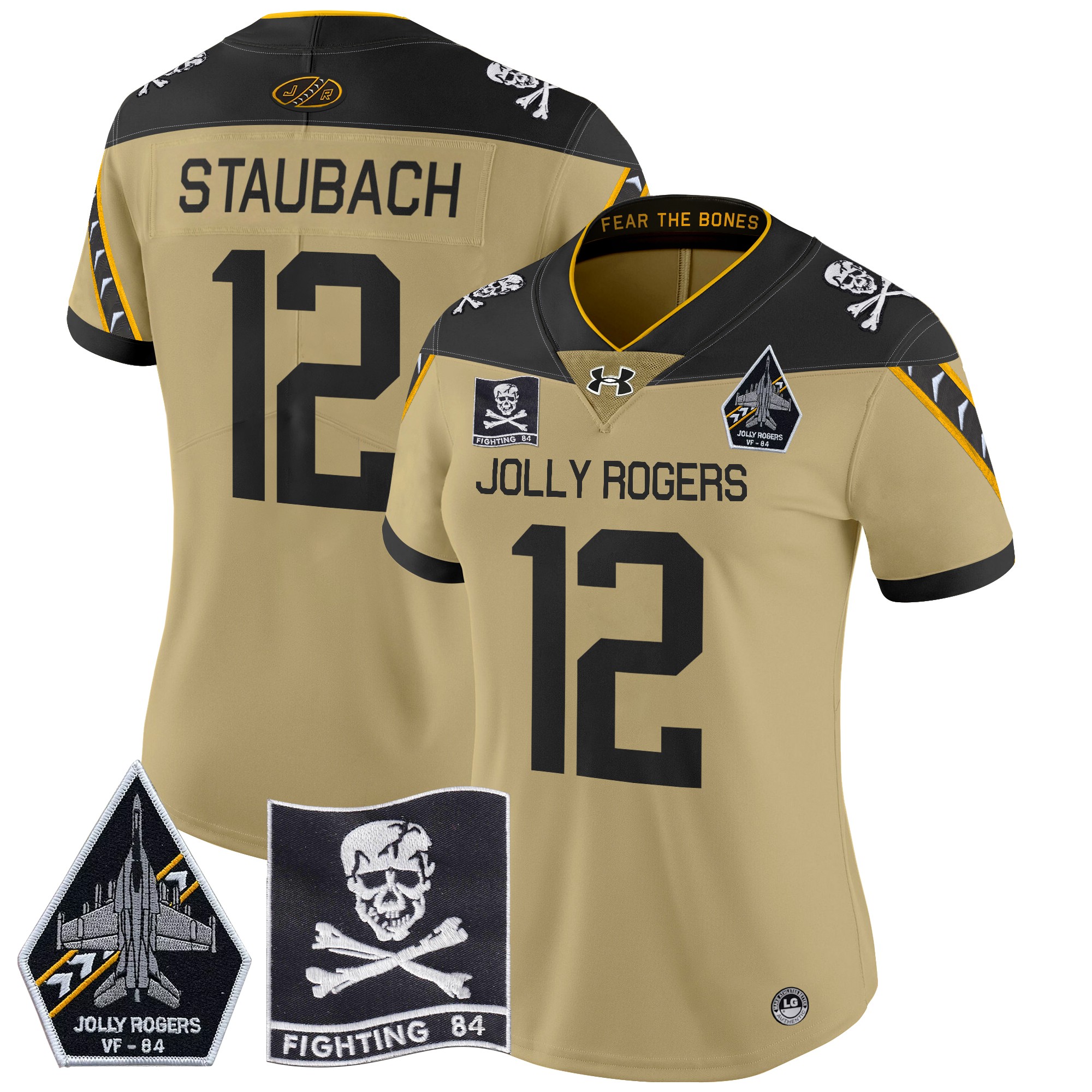Women's Navy Midshipmen 2024 Jolly Rogers VF-84 Patch Vapor Limited Jersey - All Stitched