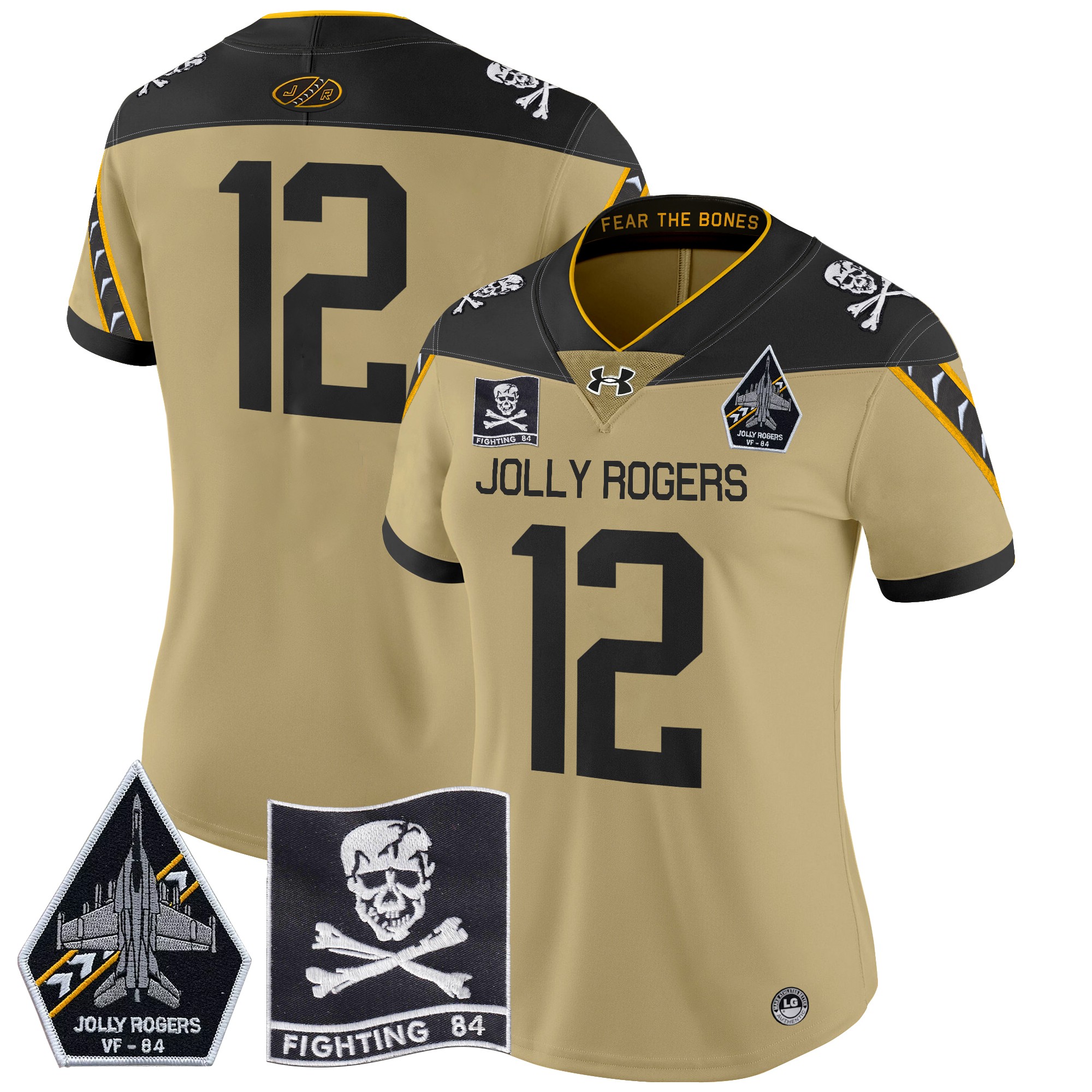 Women's Navy Midshipmen 2024 Jolly Rogers VF-84 Patch Vapor Limited Jersey - All Stitched