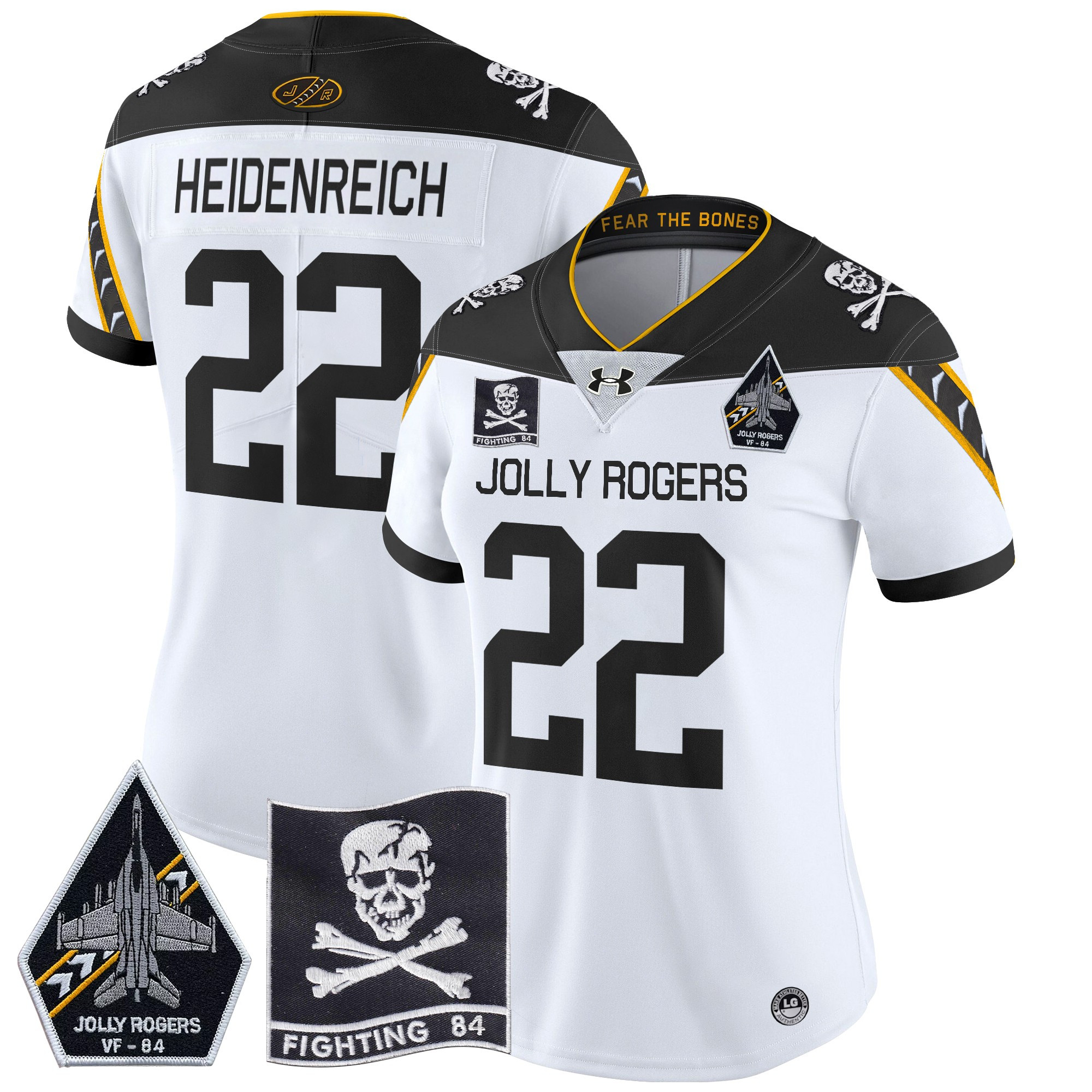 Women's Navy Midshipmen 2024 Jolly Rogers VF-84 Patch Vapor Limited Jersey - All Stitched