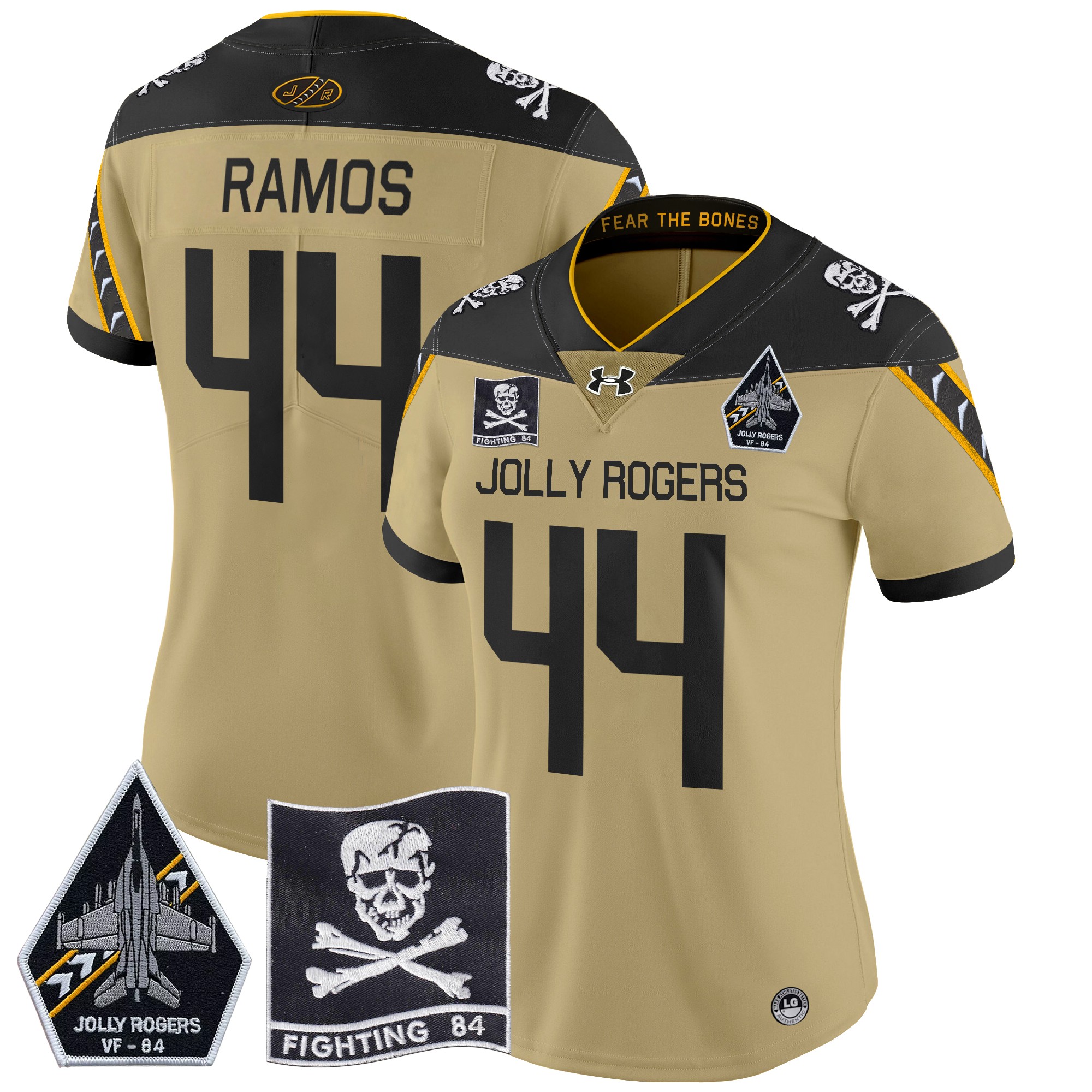 Women's Navy Midshipmen 2024 Jolly Rogers VF-84 Patch Vapor Limited Jersey - All Stitched