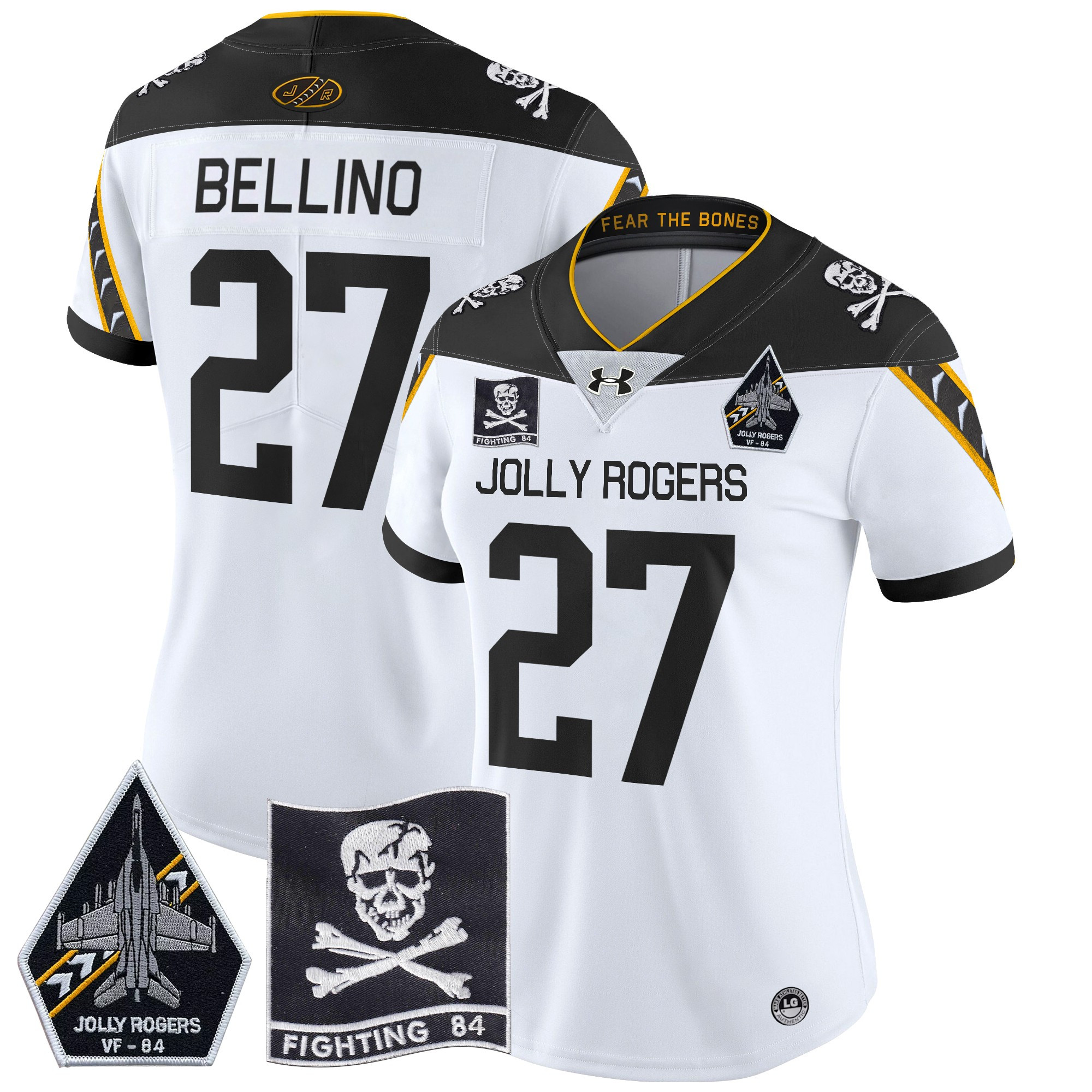 Women's Navy Midshipmen 2024 Jolly Rogers VF-84 Patch Vapor Limited Jersey - All Stitched