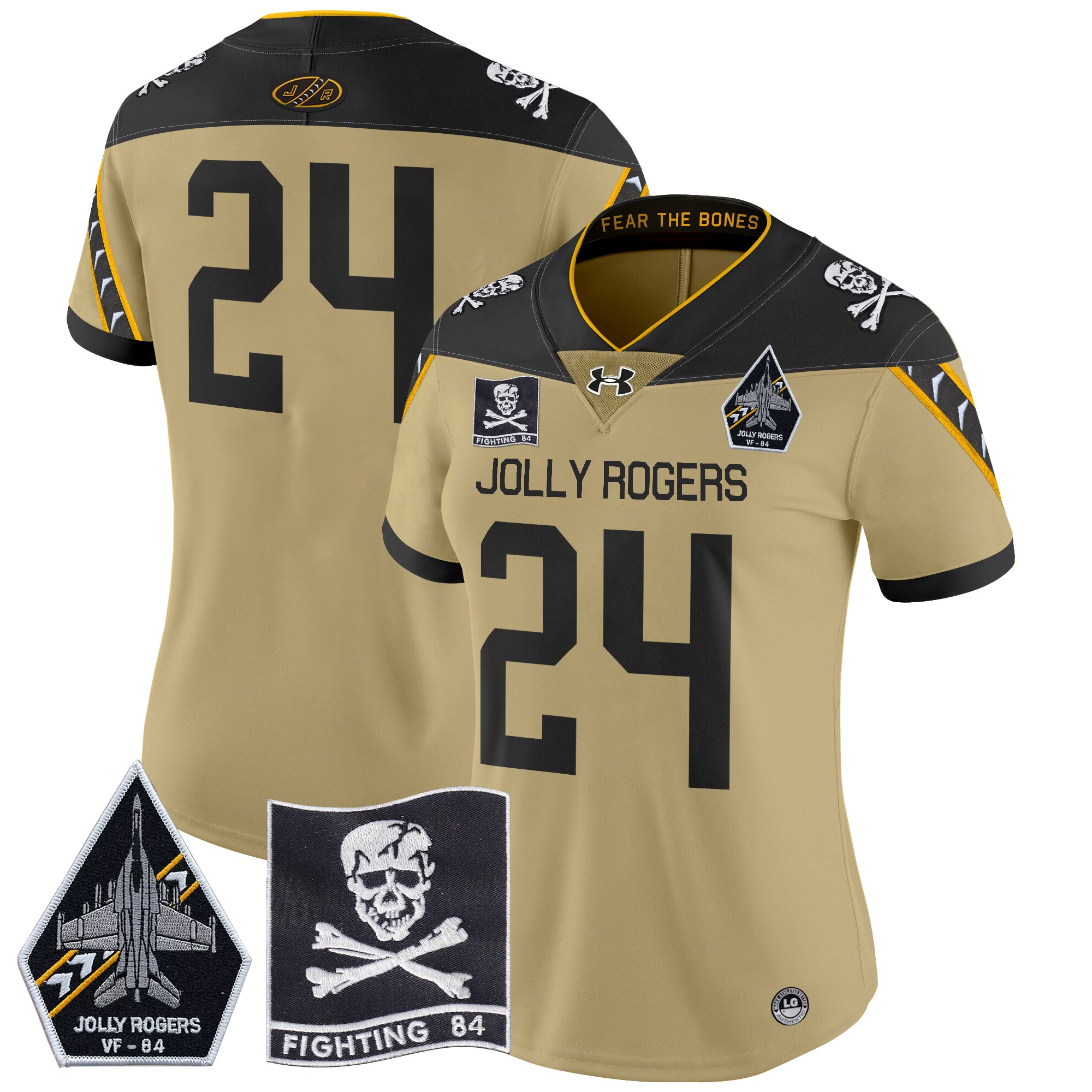 Women's Navy Midshipmen 2024 Jolly Rogers VF-84 Patch Vapor Limited Jersey - All Stitched