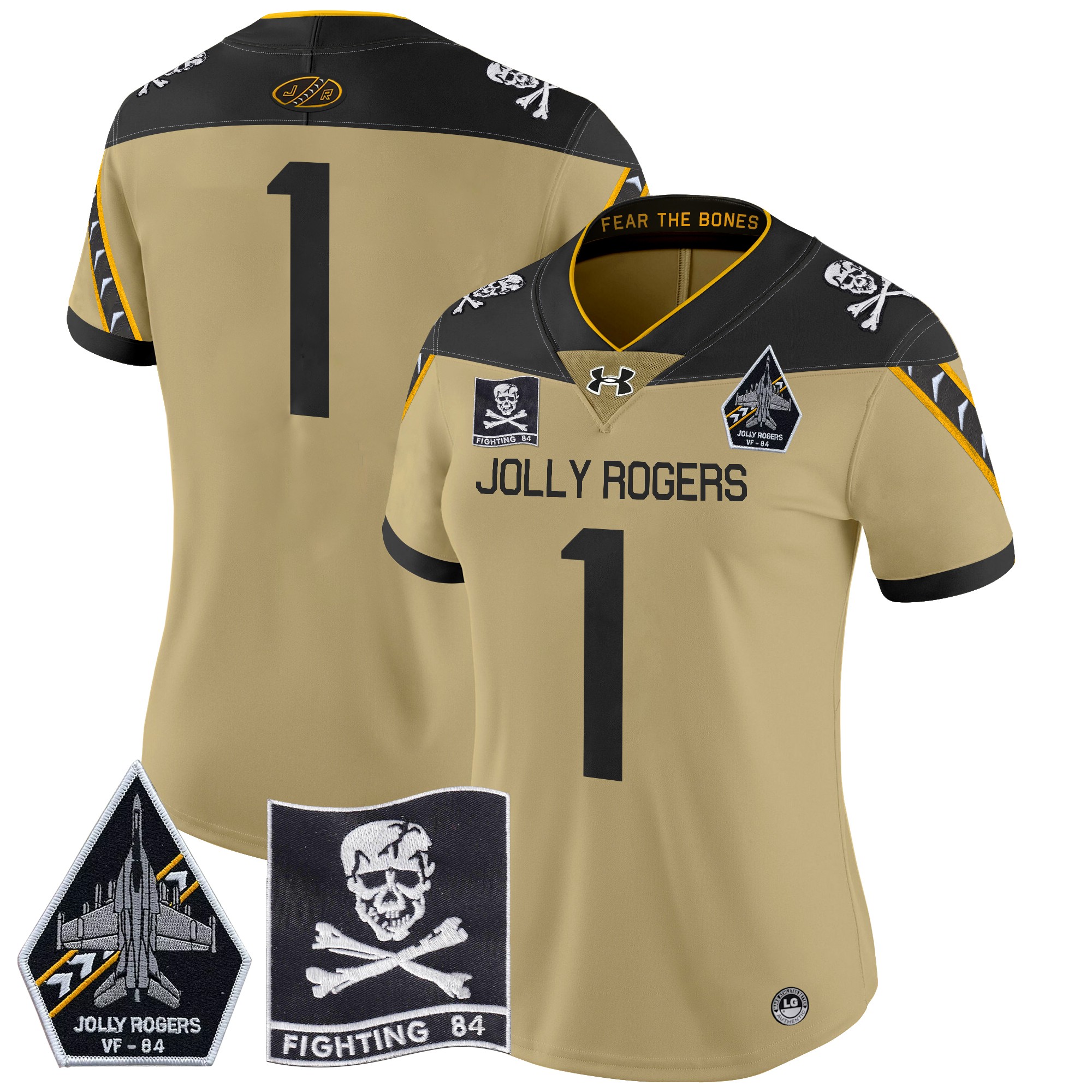 Women's Navy Midshipmen 2024 Jolly Rogers VF-84 Patch Vapor Limited Jersey - All Stitched