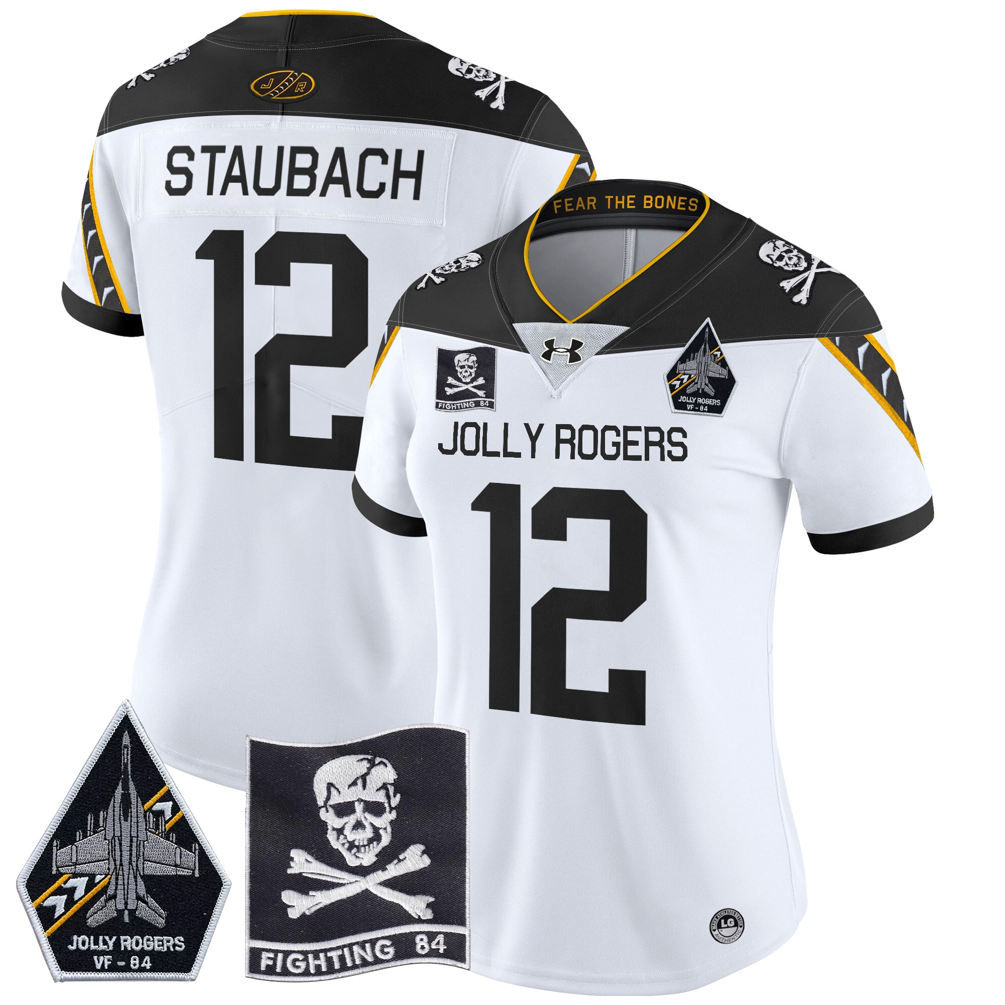 Women's Navy Midshipmen 2024 Jolly Rogers VF-84 Patch Vapor Limited Jersey - All Stitched