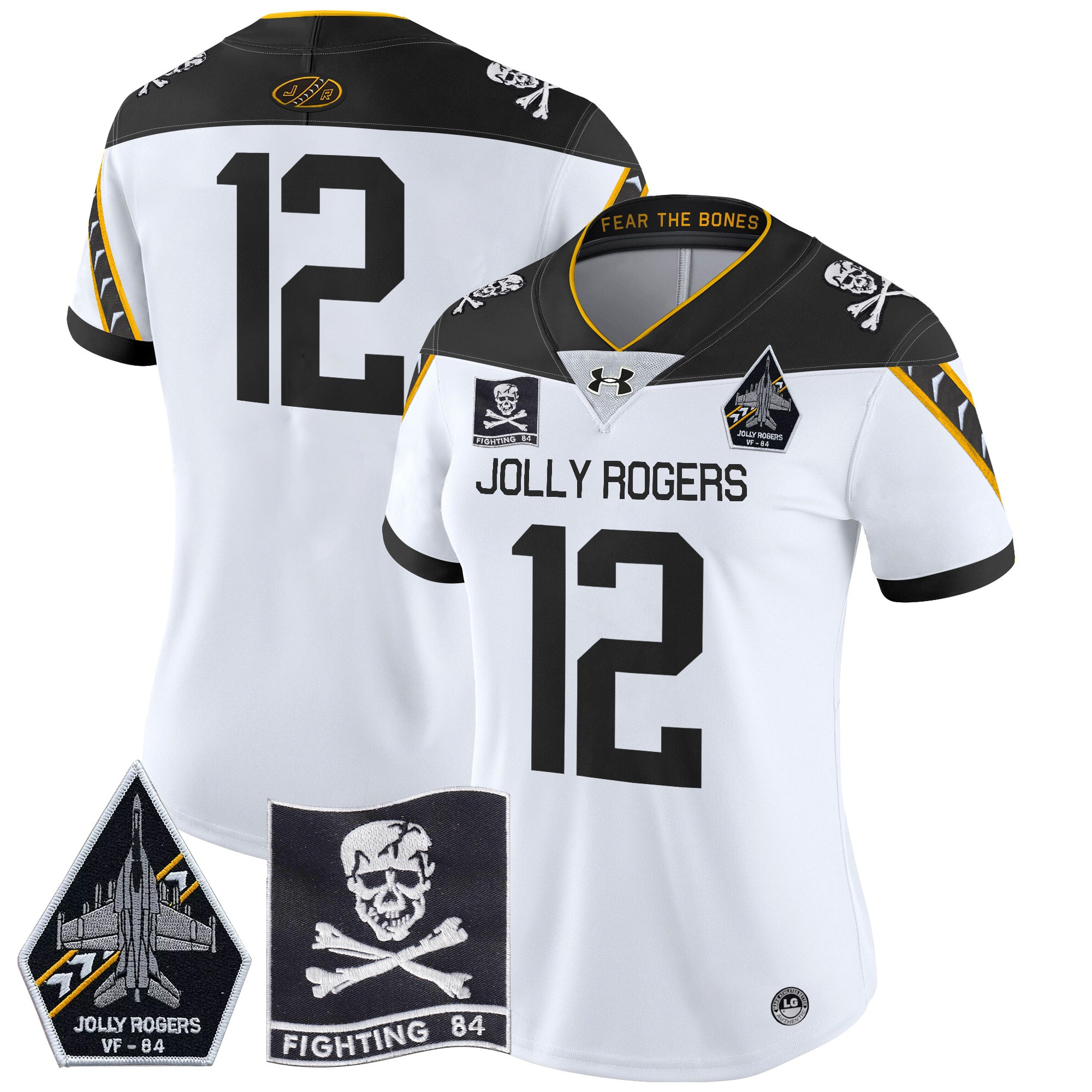 Women's Navy Midshipmen 2024 Jolly Rogers VF-84 Patch Vapor Limited Jersey - All Stitched