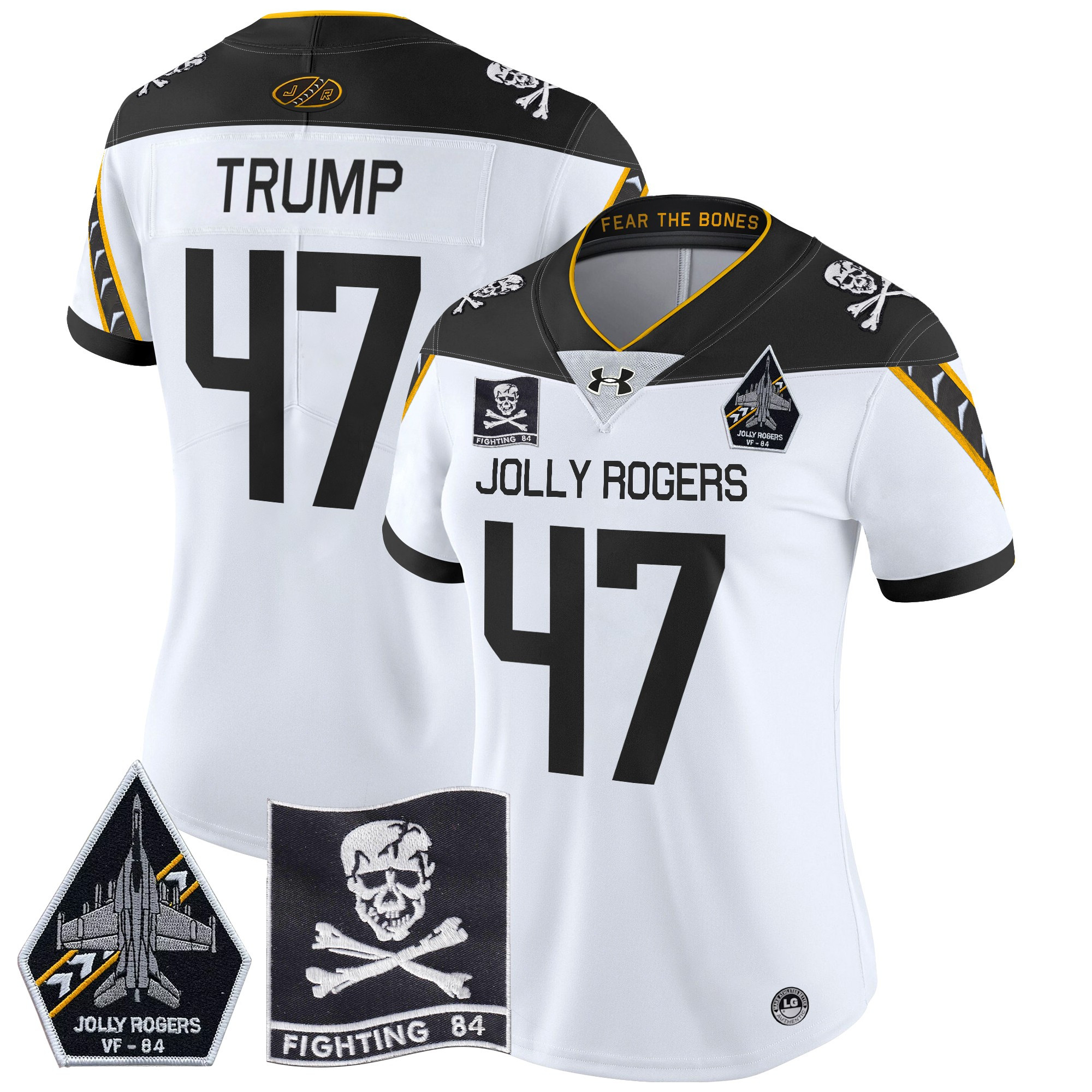 Women's Navy Midshipmen 2024 Jolly Rogers VF-84 Patch Vapor Limited Jersey - All Stitched
