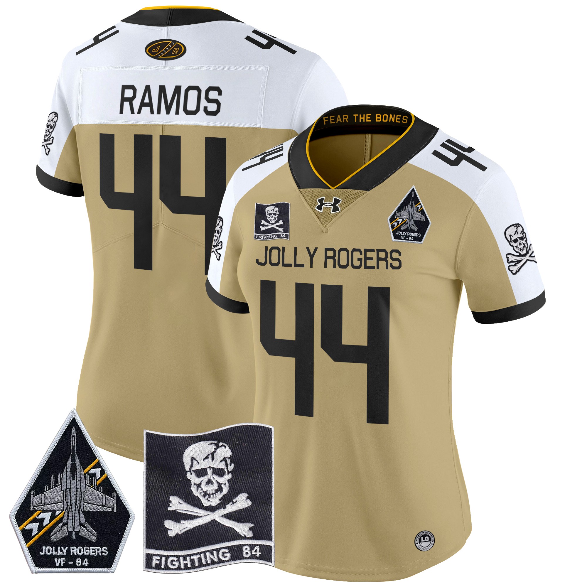 Women's Navy Midshipmen 2024 Jolly Rogers VF-84 Patch Vapor Limited Jersey - All Stitched