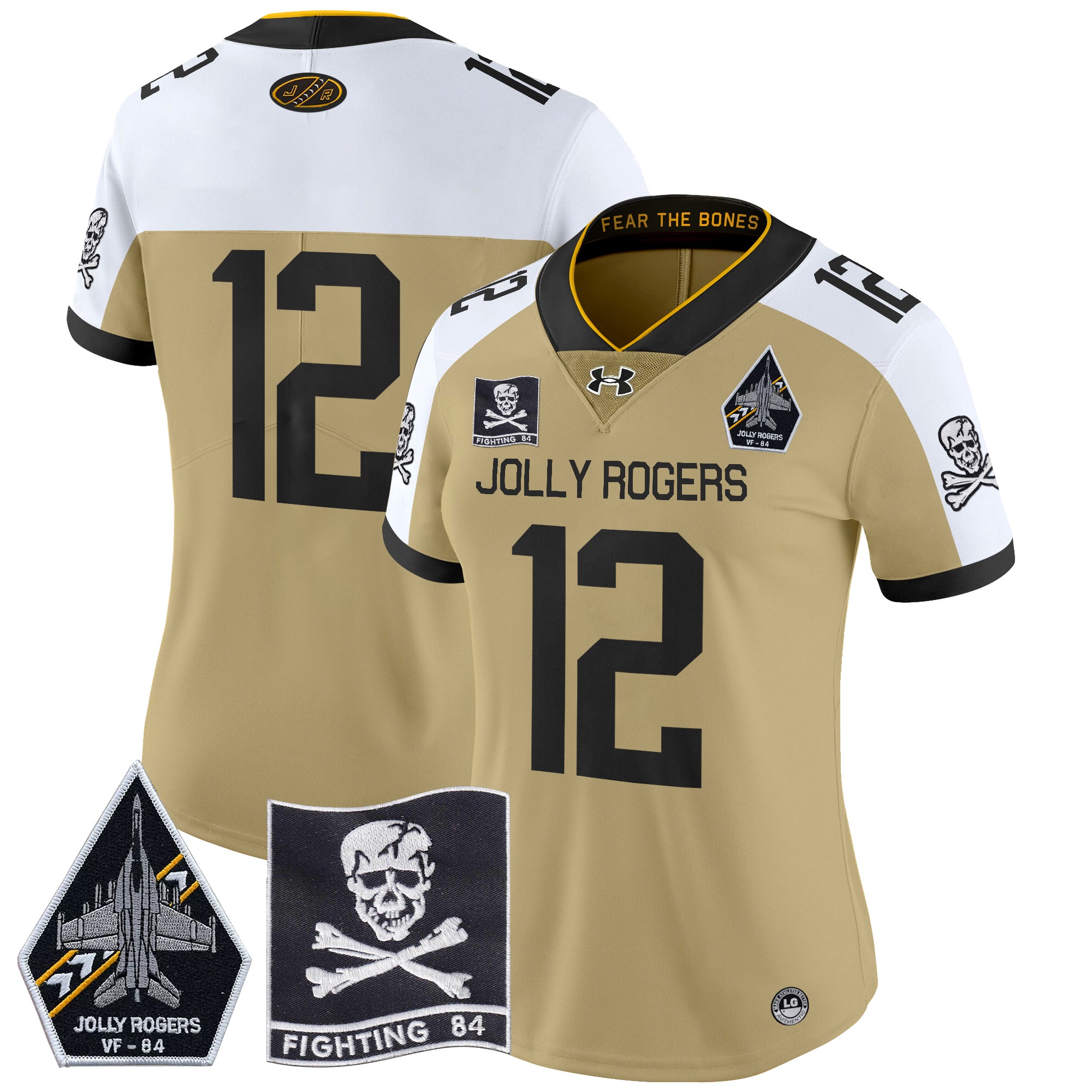 Women's Navy Midshipmen 2024 Jolly Rogers VF-84 Patch Vapor Limited Jersey - All Stitched