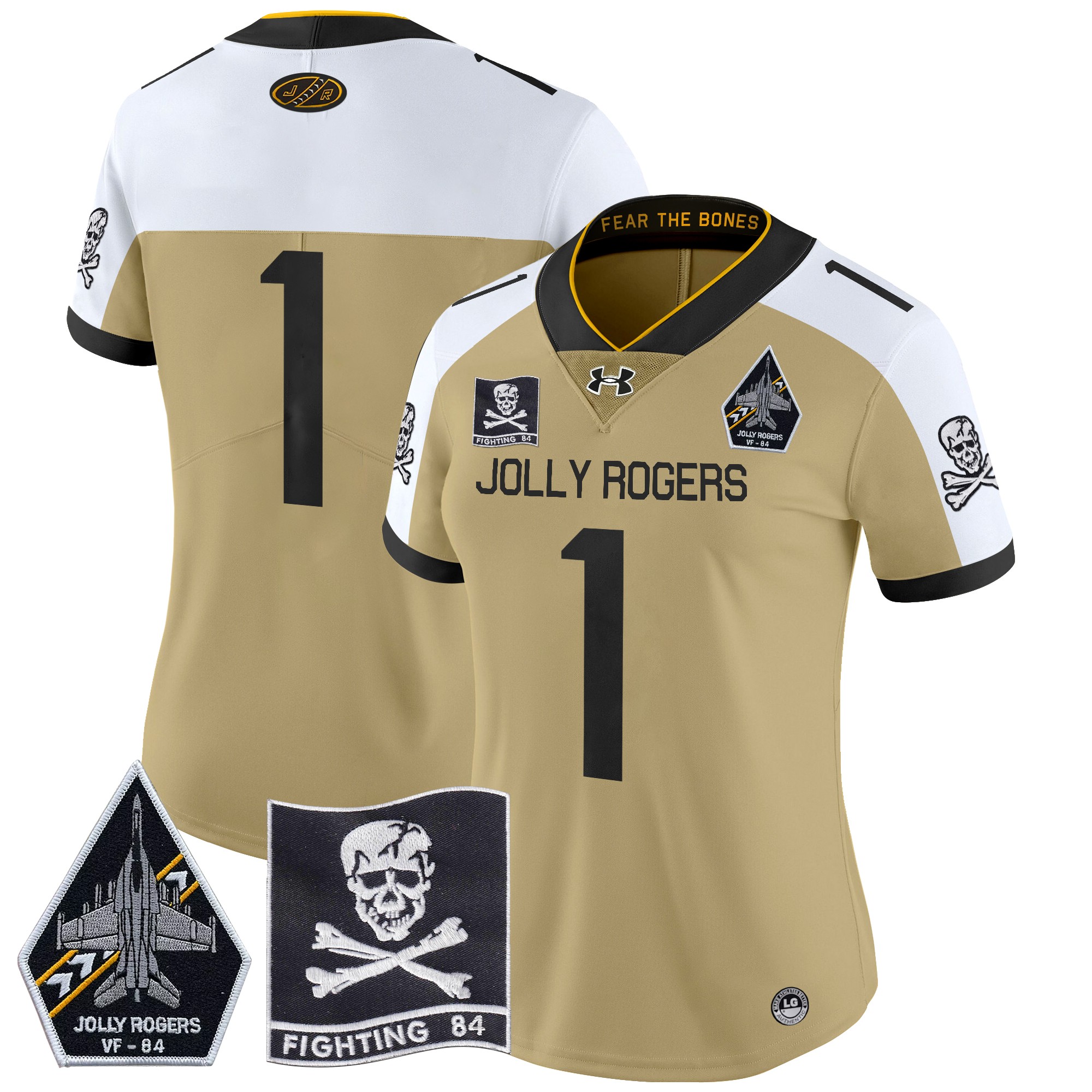 Women's Navy Midshipmen 2024 Jolly Rogers VF-84 Patch Vapor Limited Jersey - All Stitched
