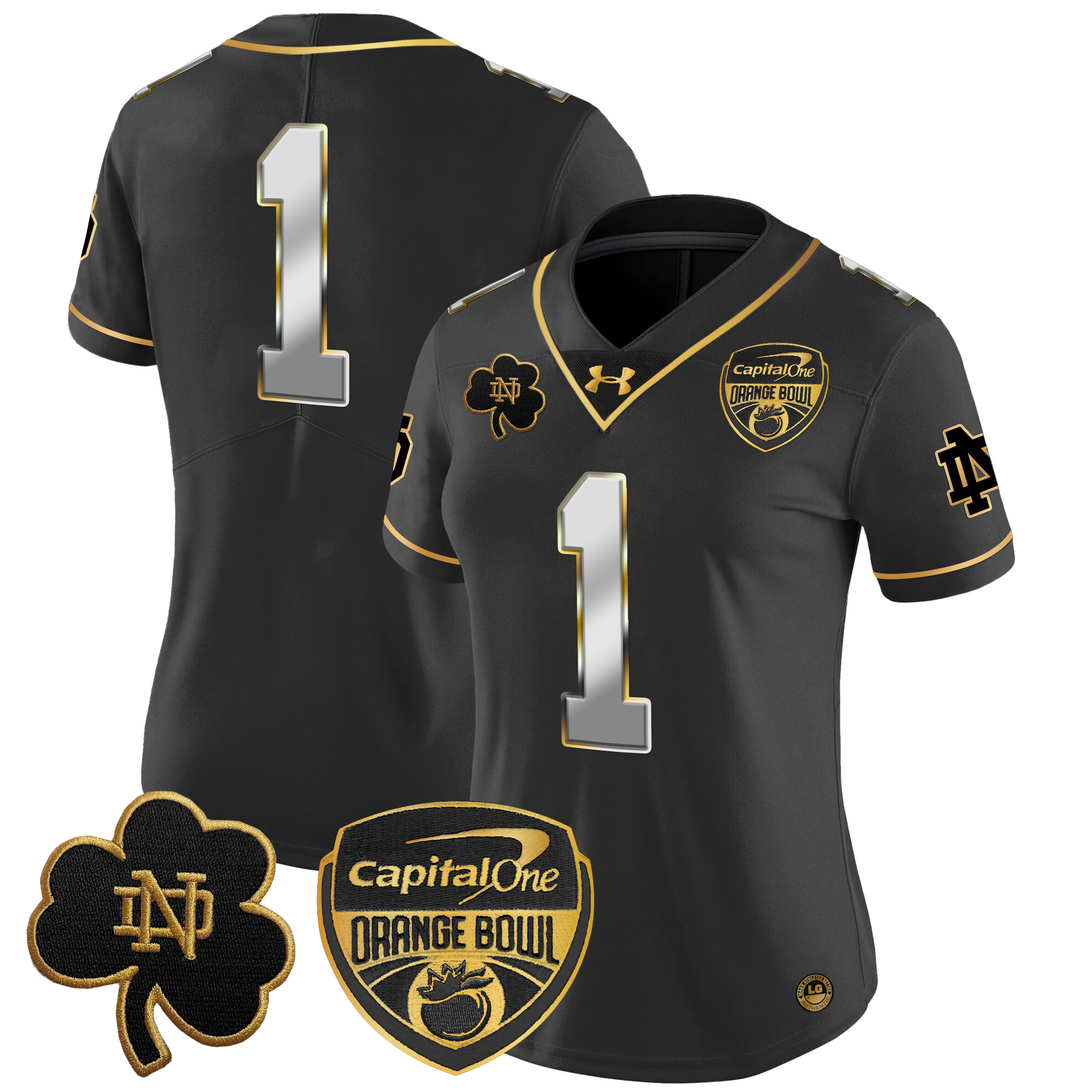 Women's Notre Dame Fighting Irish 2024 Orange Bowl Gold Patch Vapor Limited Jersey - All Stitched