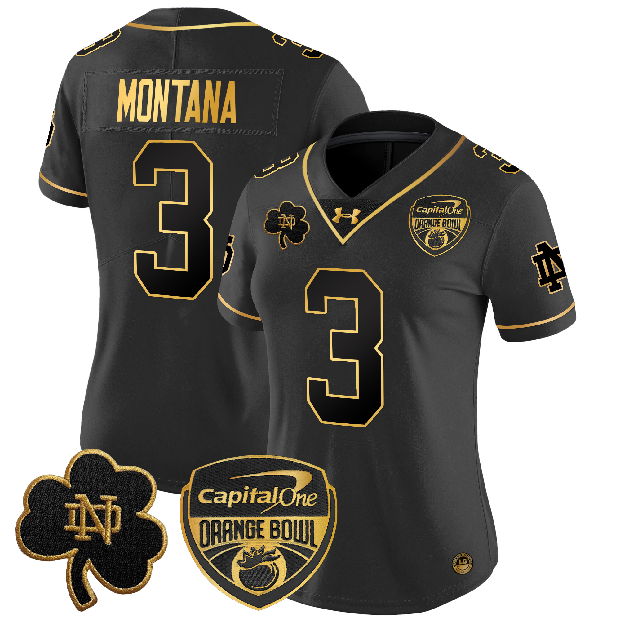 Women's Notre Dame Fighting Irish 2024 Orange Bowl Gold Patch Vapor Limited Jersey - All Stitched