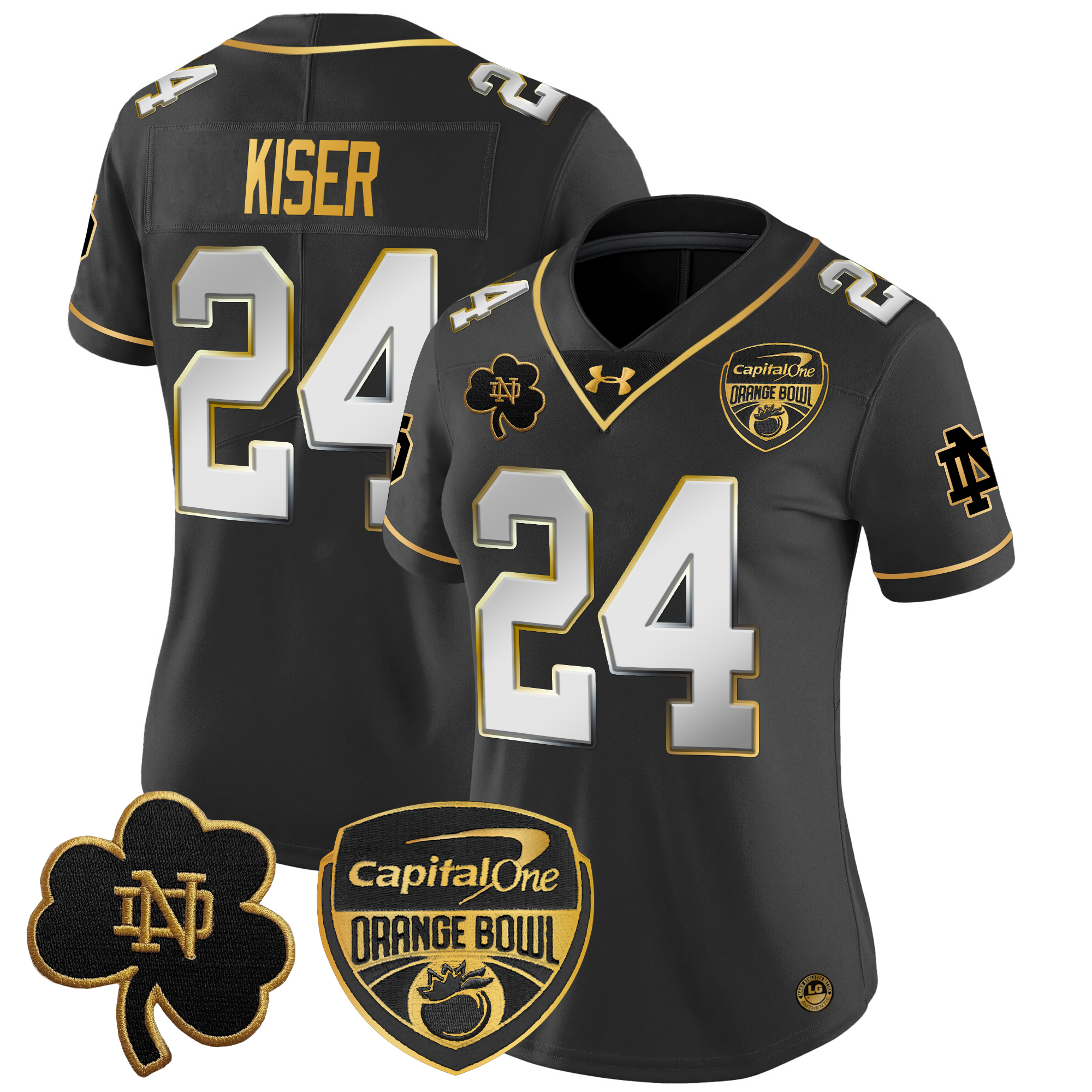 Women's Notre Dame Fighting Irish 2024 Orange Bowl Gold Patch Vapor Limited Jersey - All Stitched