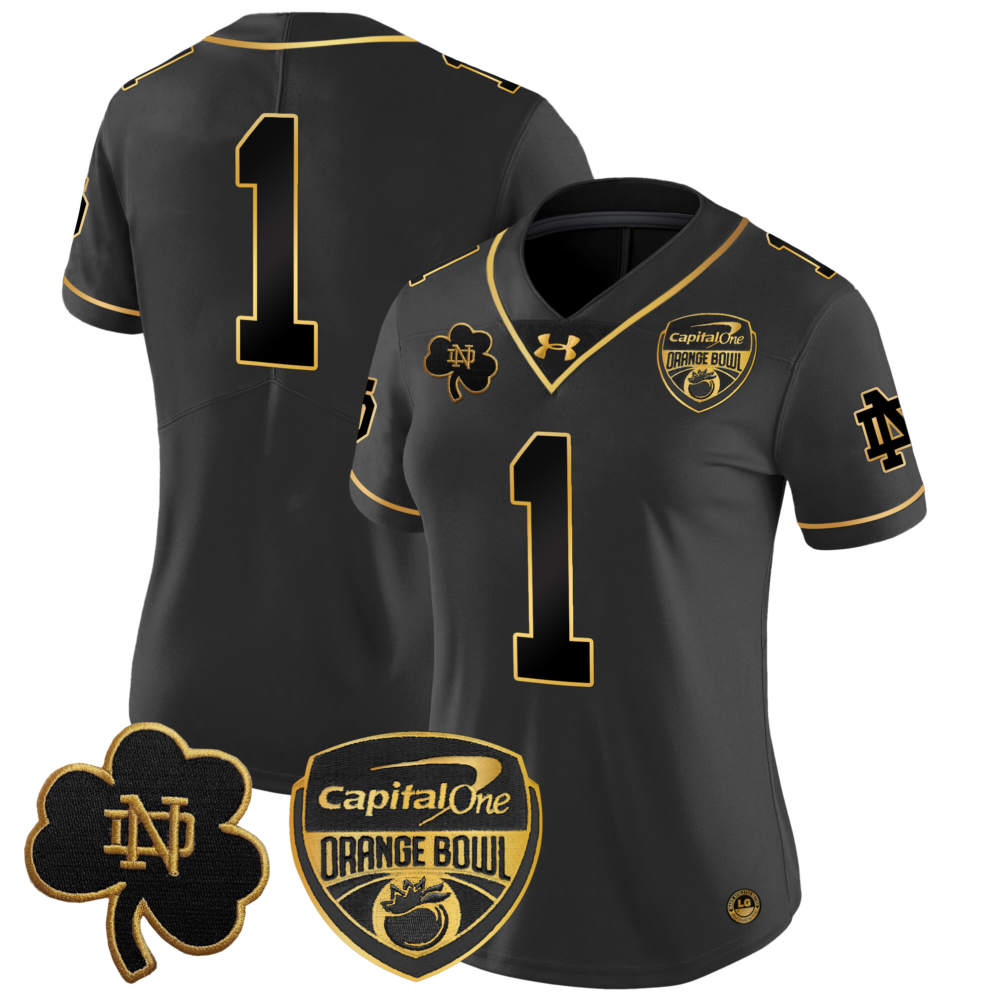 Women's Notre Dame Fighting Irish 2024 Orange Bowl Gold Patch Vapor Limited Jersey - All Stitched
