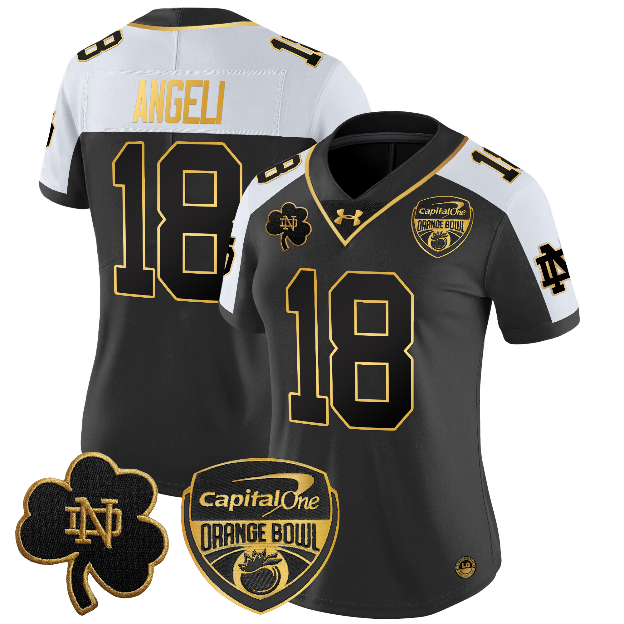 Women's Notre Dame Fighting Irish 2024 Orange Bowl Gold Patch Vapor Limited Jersey - All Stitched