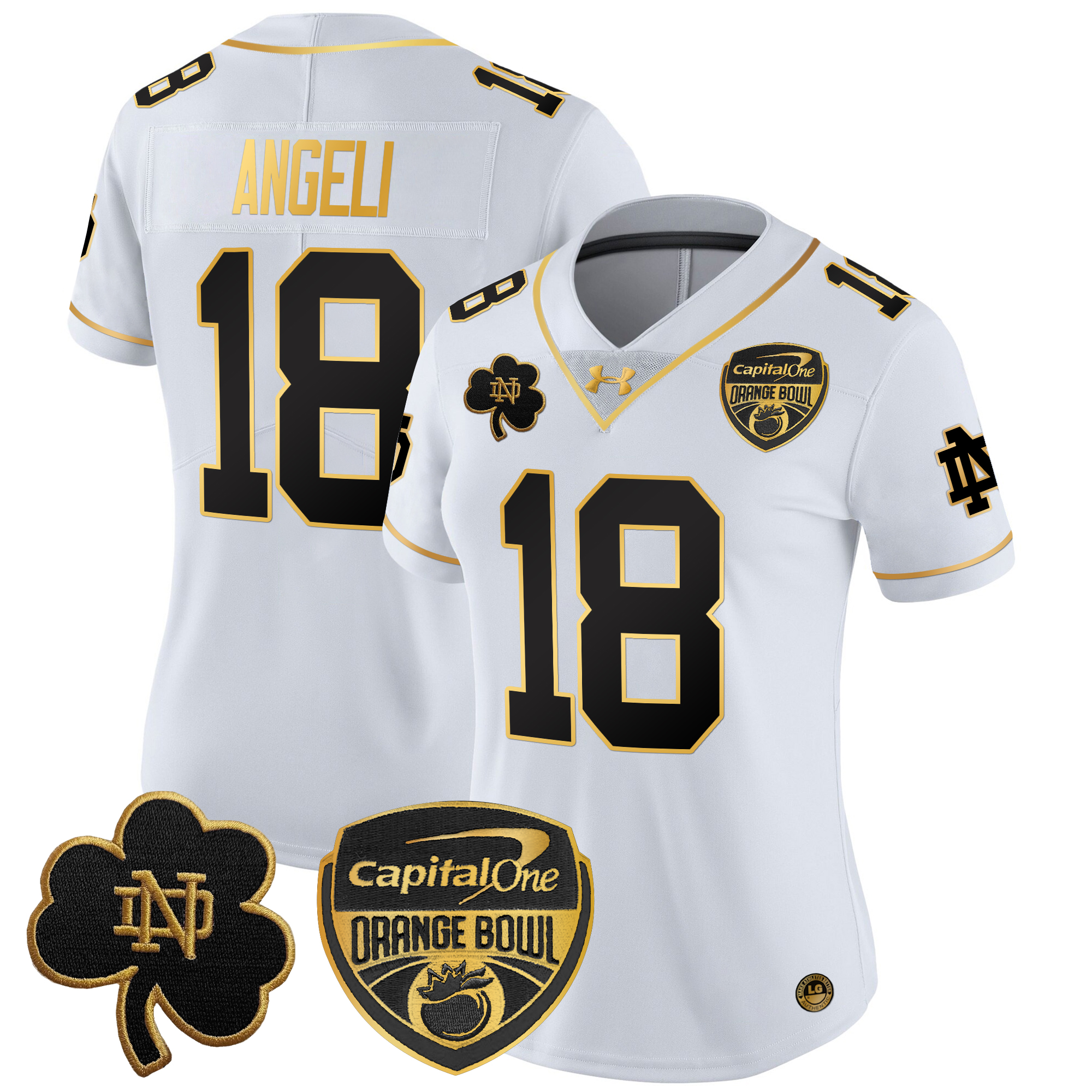 Women's Notre Dame Fighting Irish 2024 Orange Bowl Gold Patch Vapor Limited Jersey - All Stitched