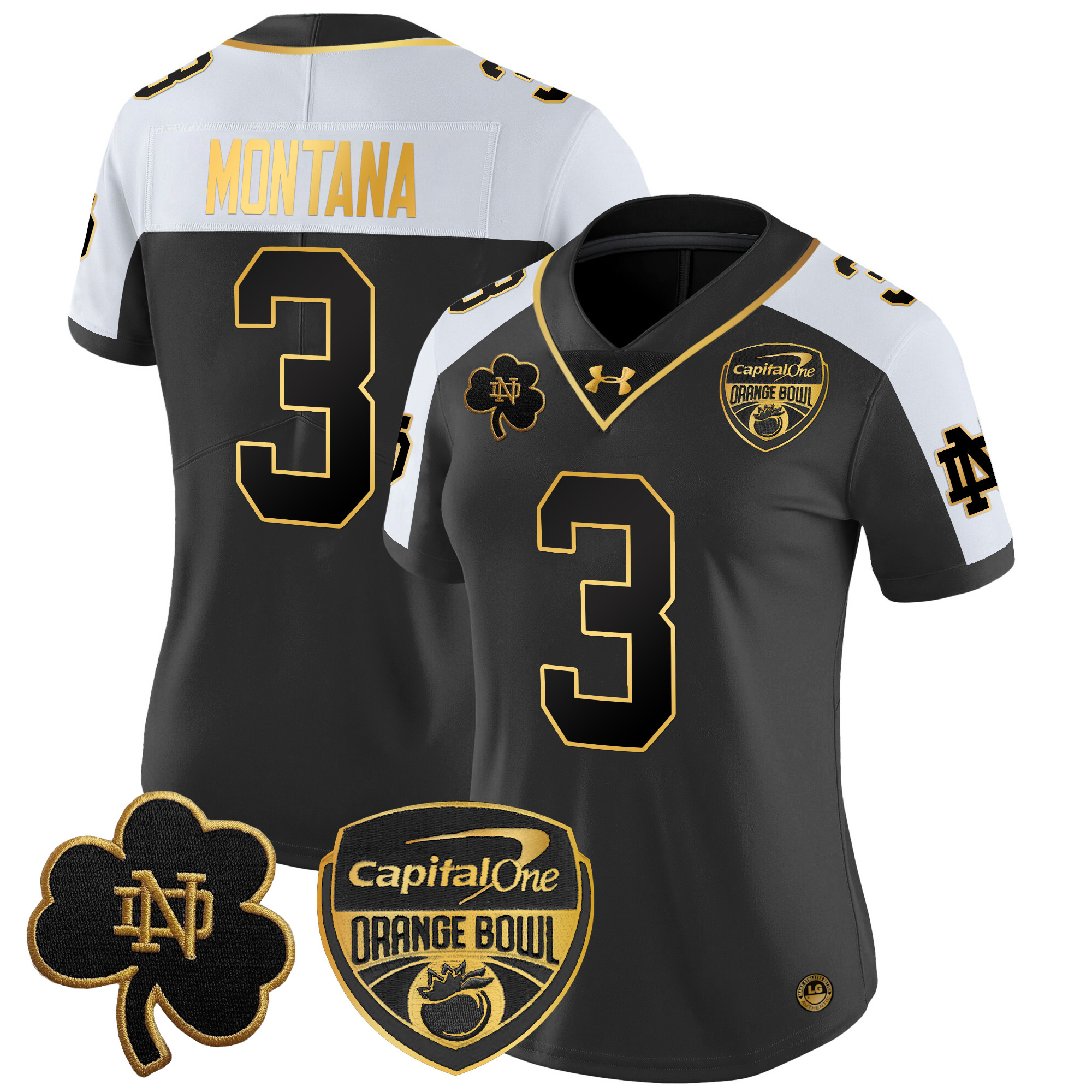 Women's Notre Dame Fighting Irish 2024 Orange Bowl Gold Patch Vapor Limited Jersey - All Stitched