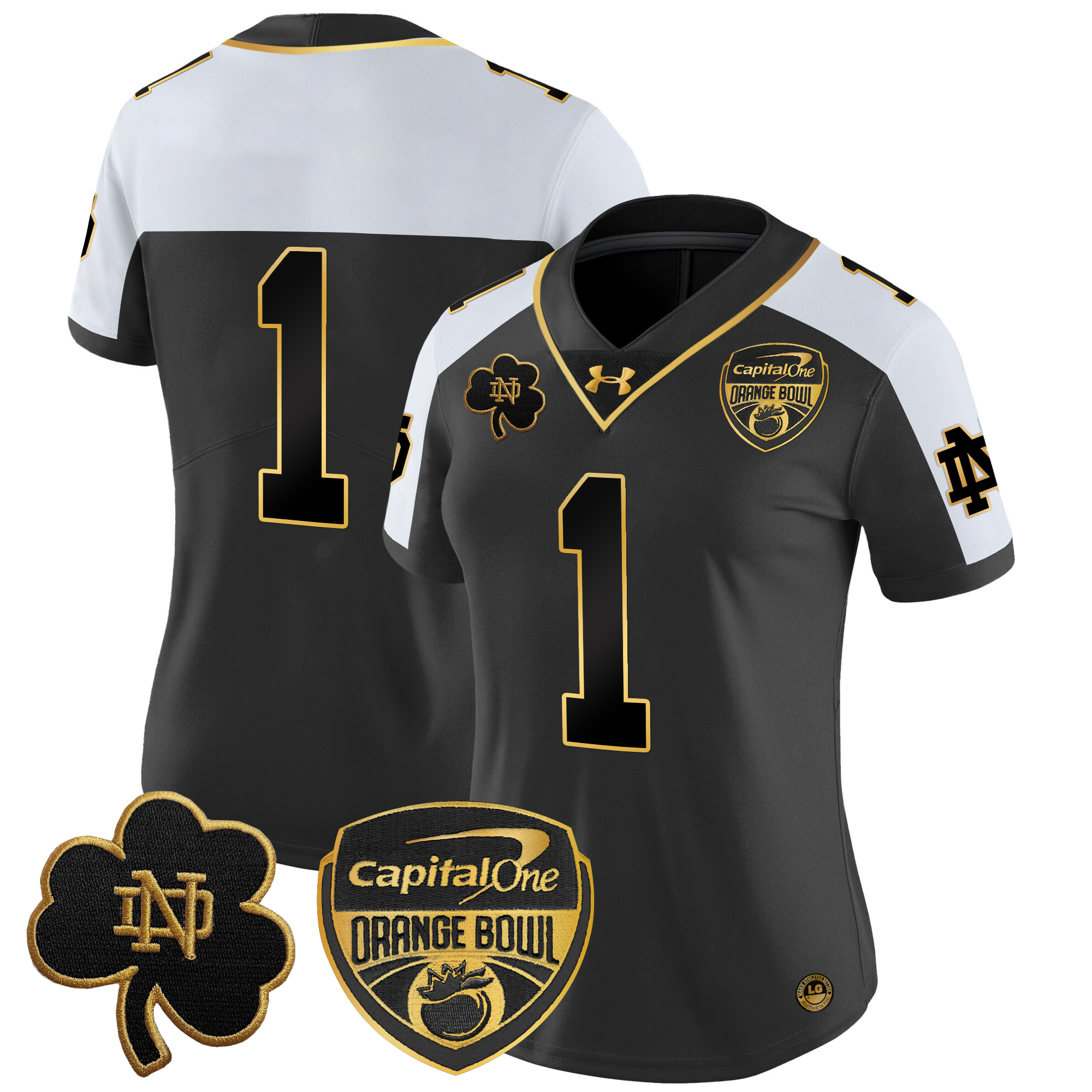 Women's Notre Dame Fighting Irish 2024 Orange Bowl Gold Patch Vapor Limited Jersey - All Stitched