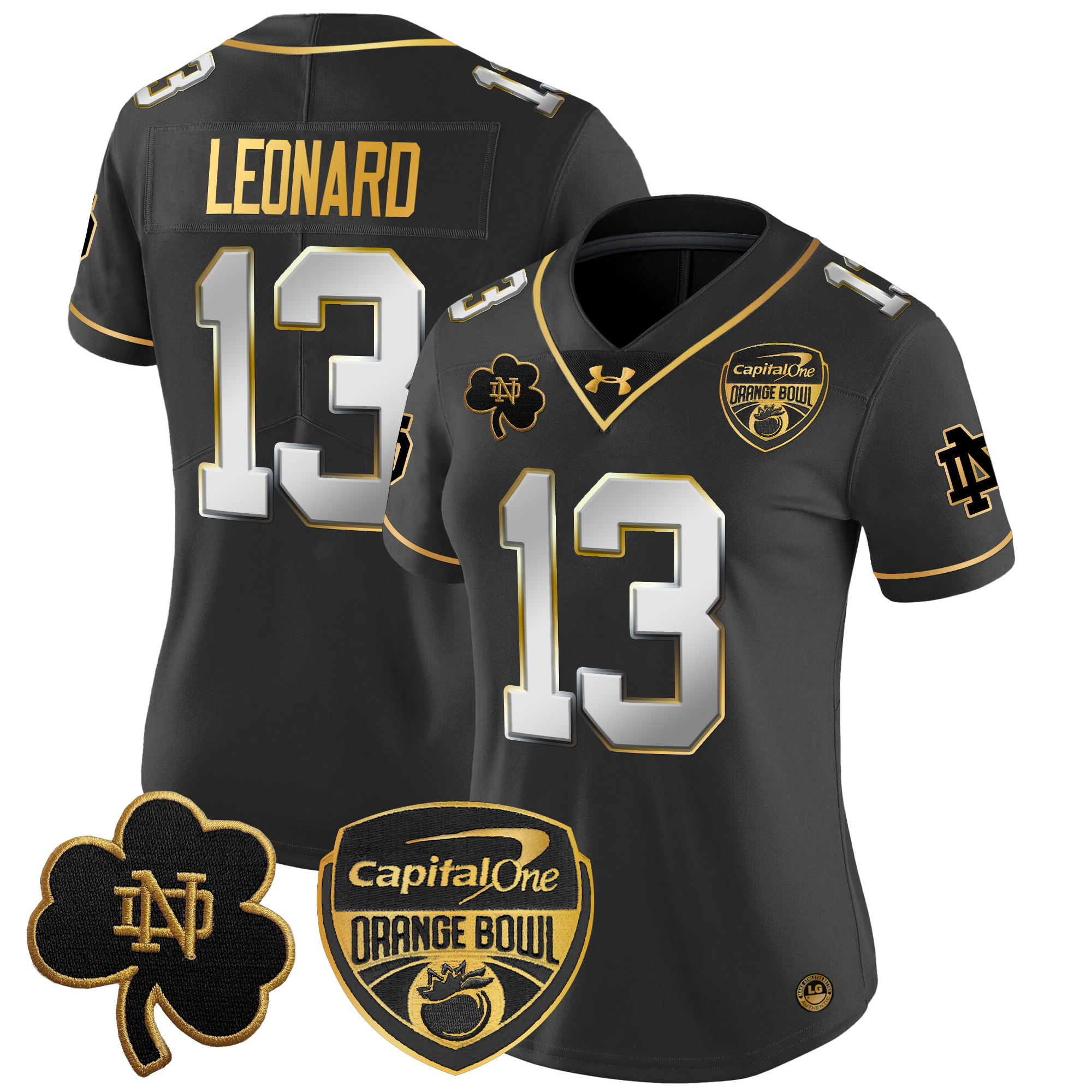 Women's Notre Dame Fighting Irish 2024 Orange Bowl Gold Patch Vapor Limited Jersey - All Stitched
