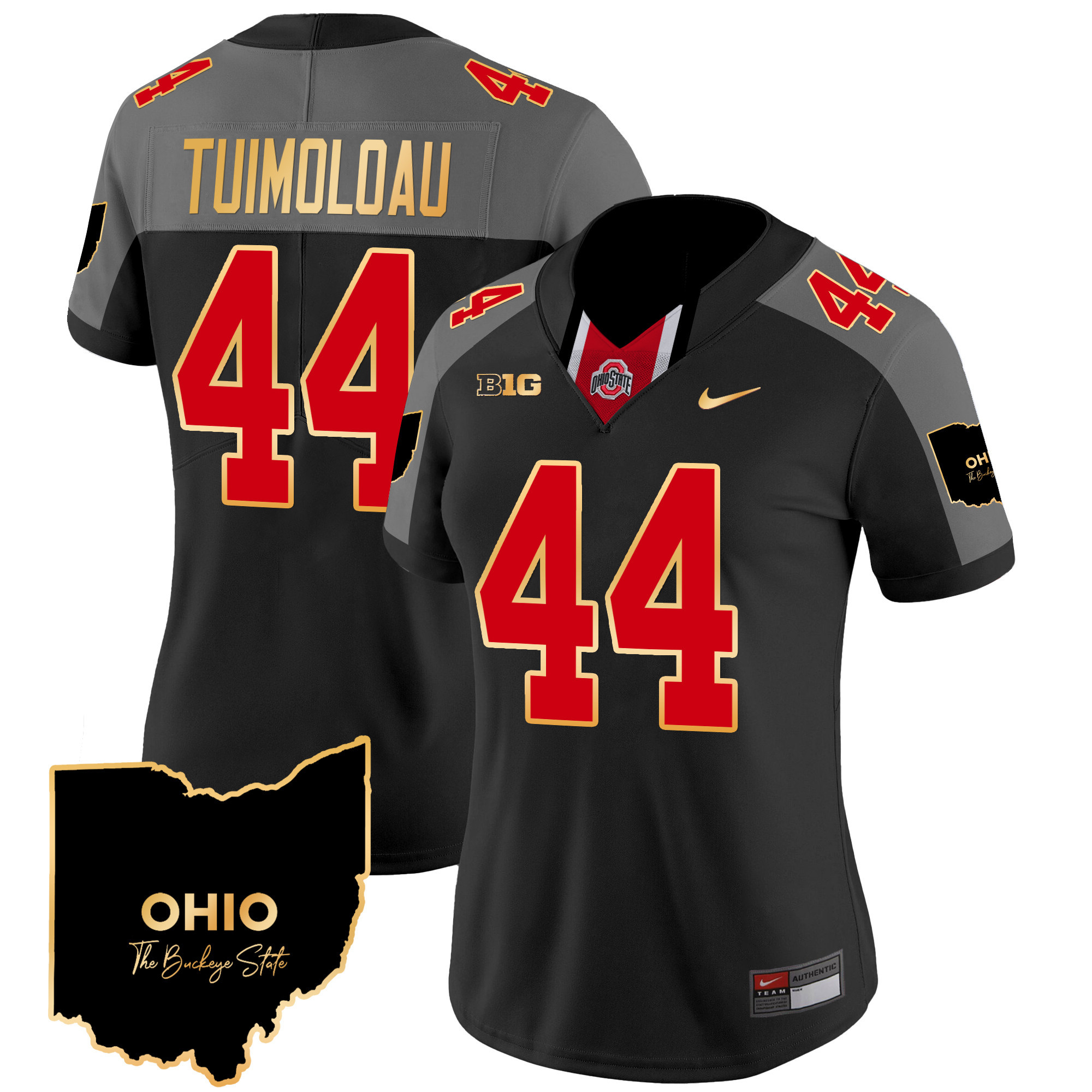 Women's Ohio State Buckeyes 2024 Home Patch Gold Trim Vapor Limited Jersey V2 - All Stitched