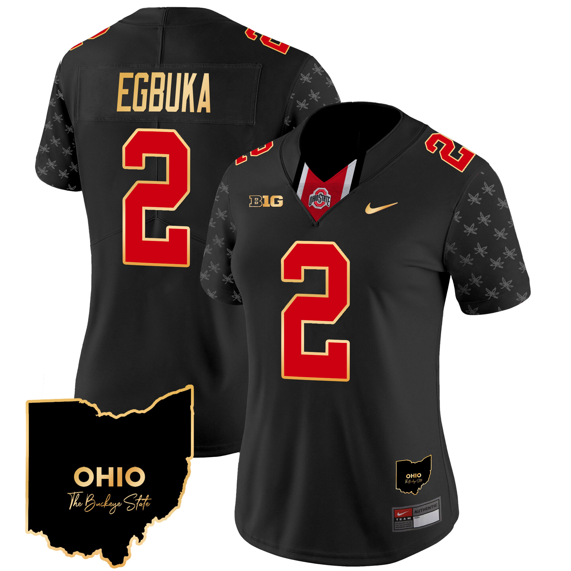 Women's Ohio State Buckeyes 2024 Home Patch Gold Trim Vapor Limited Jersey V2 - All Stitched