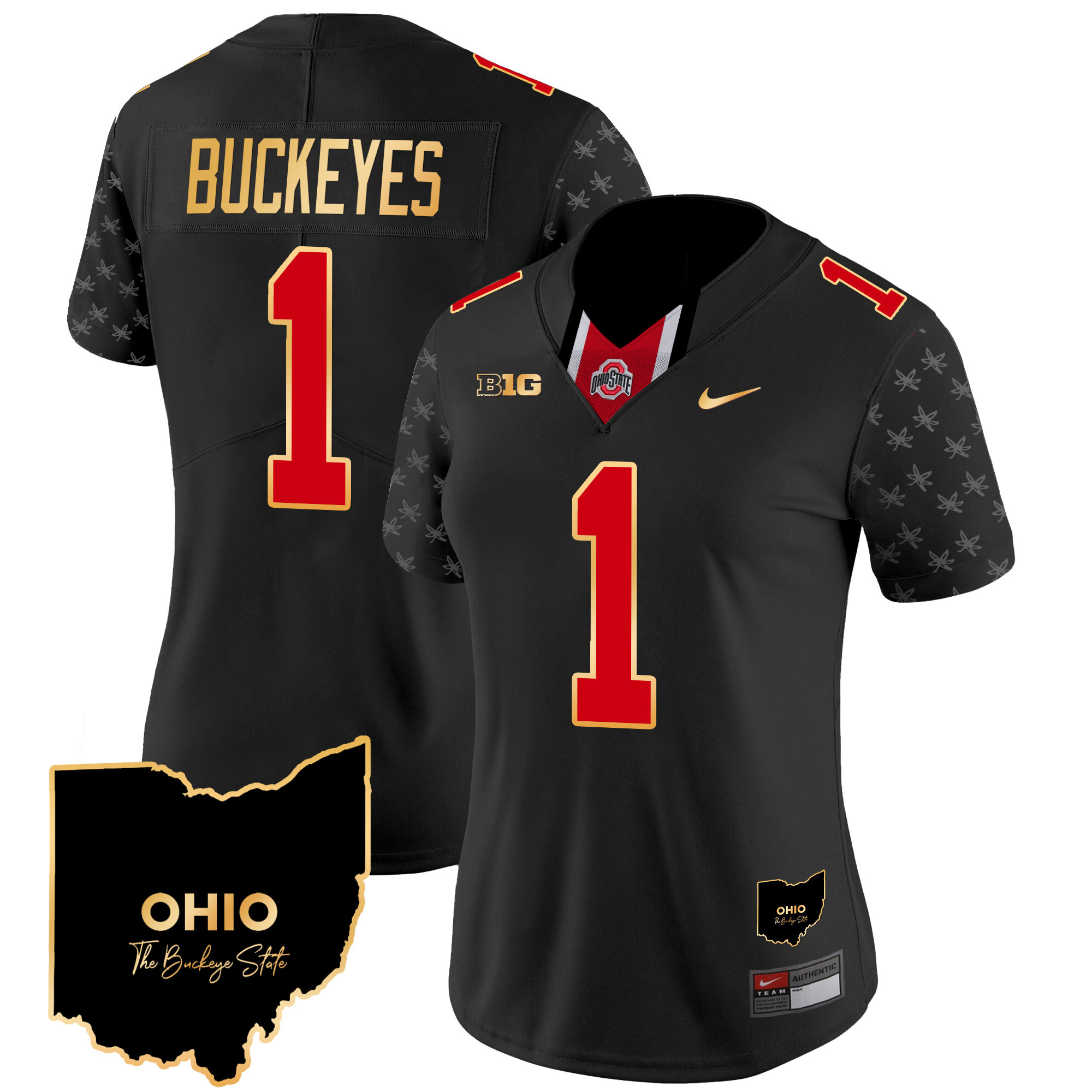 Women's Ohio State Buckeyes 2024 Home Patch Gold Trim Vapor Limited Jersey V2 - All Stitched