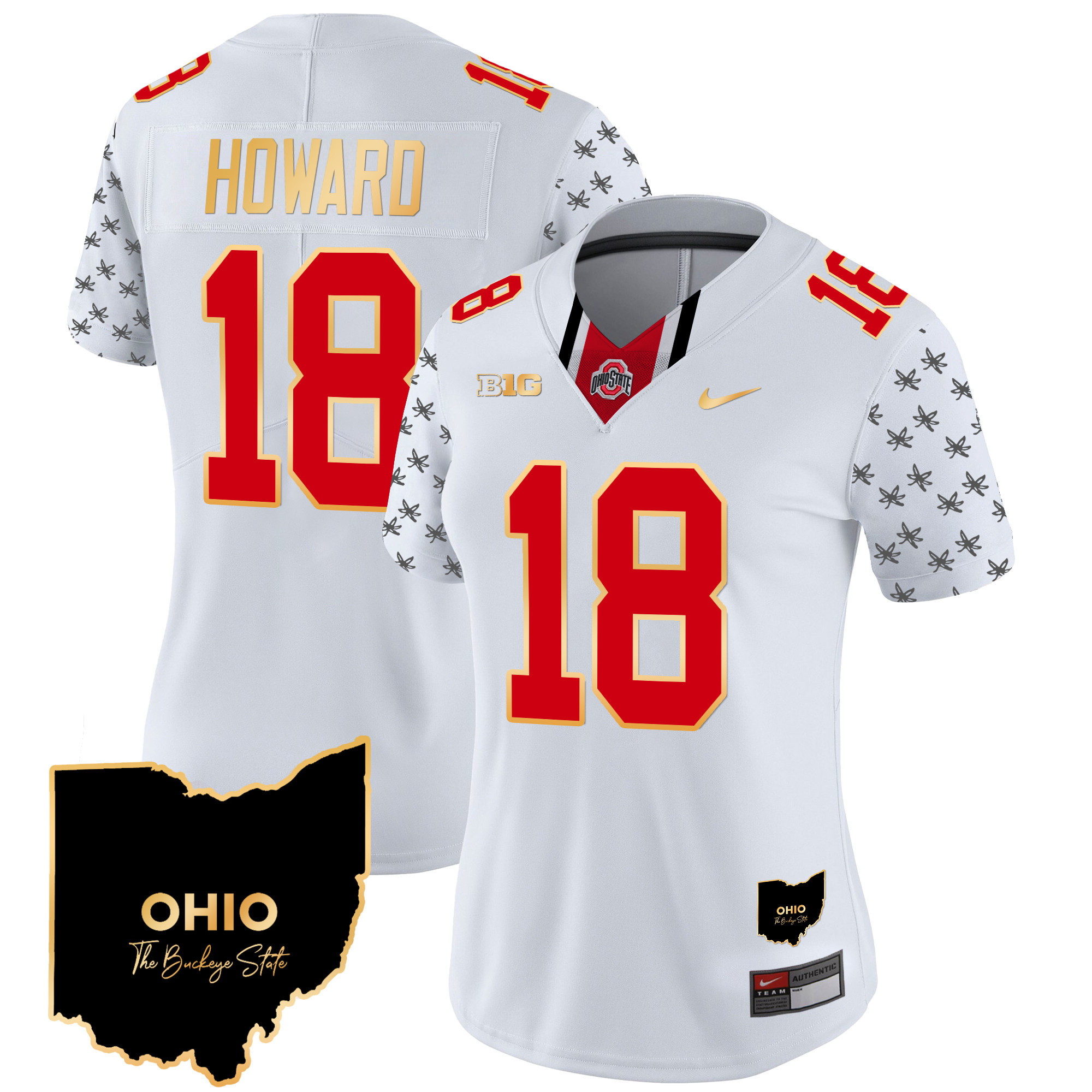 Women's Ohio State Buckeyes 2024 Home Patch Gold Trim Vapor Limited Jersey V2 - All Stitched