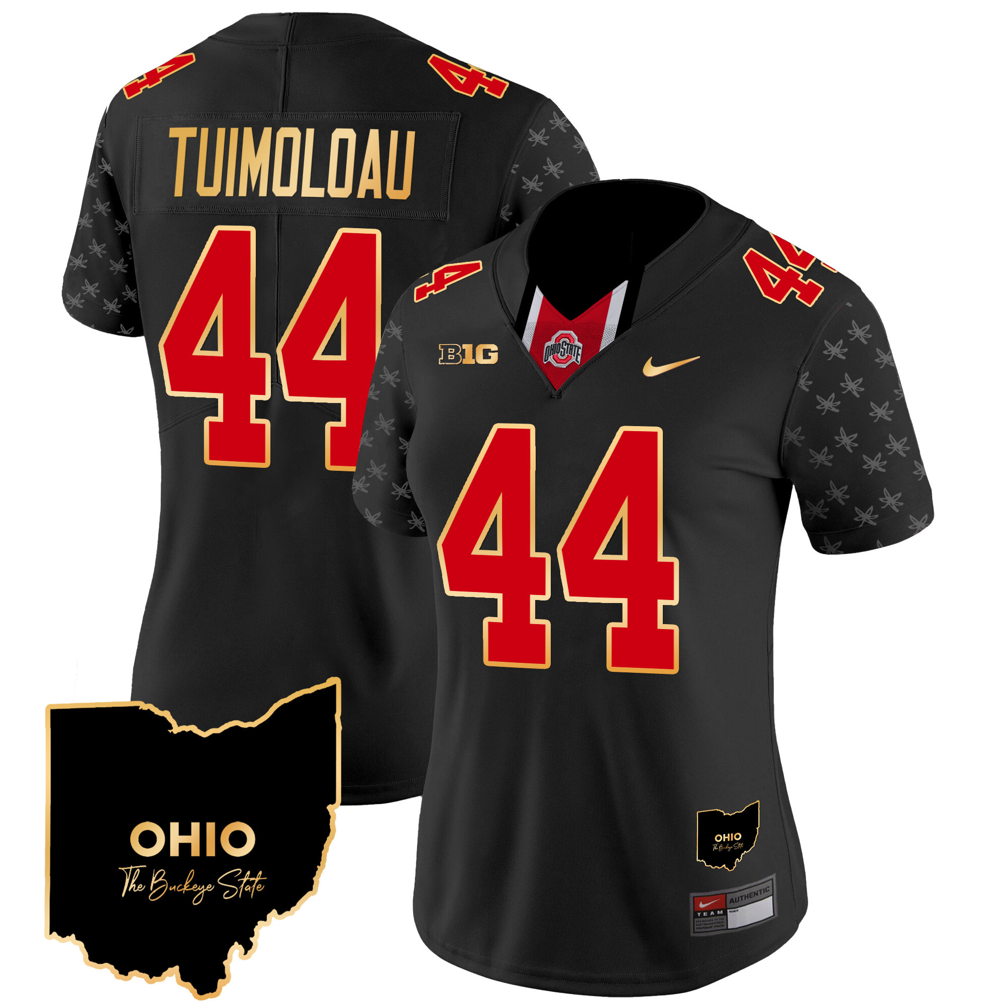 Women's Ohio State Buckeyes 2024 Home Patch Gold Trim Vapor Limited Jersey V2 - All Stitched