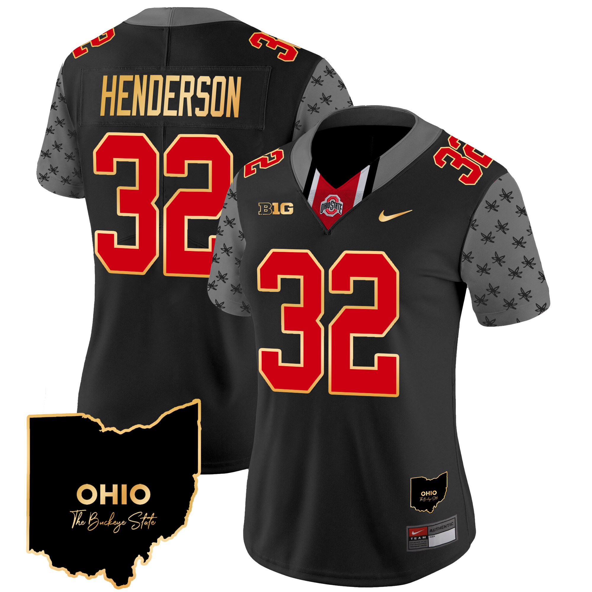Women's Ohio State Buckeyes 2024 Home Patch Gold Trim Vapor Limited Jersey V2 - All Stitched