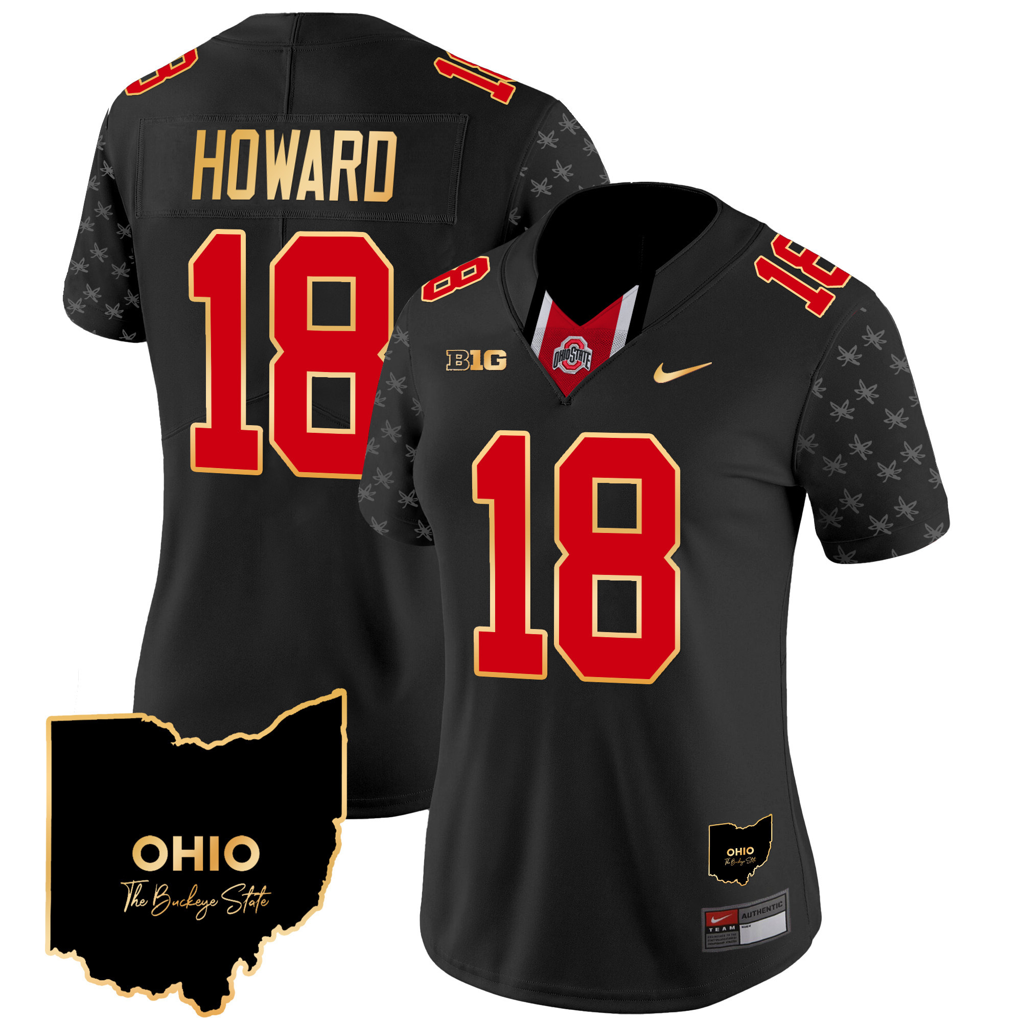 Women's Ohio State Buckeyes 2024 Home Patch Gold Trim Vapor Limited Jersey V2 - All Stitched