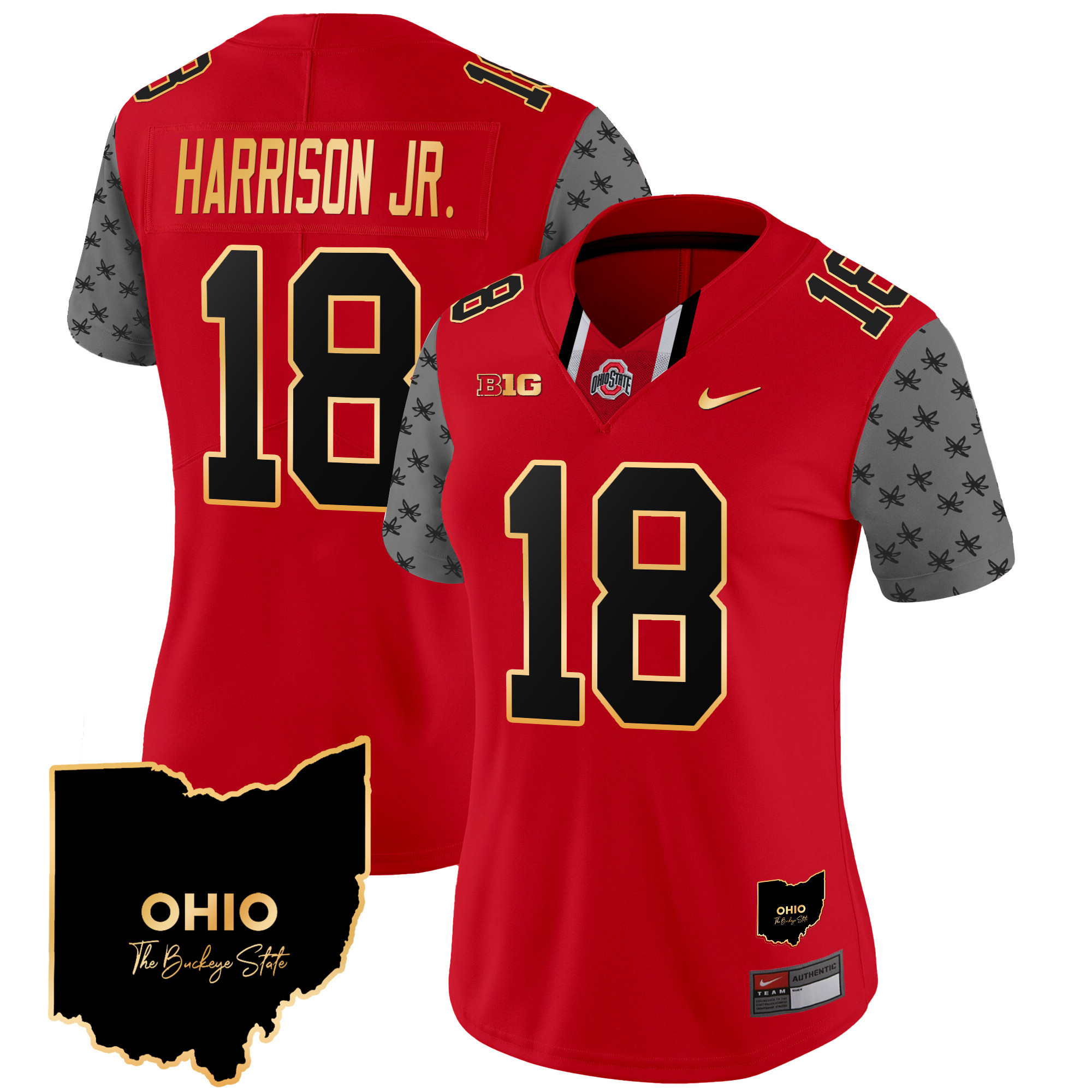 Women's Ohio State Buckeyes 2024 Home Patch Gold Trim Vapor Limited Jersey V2 - All Stitched