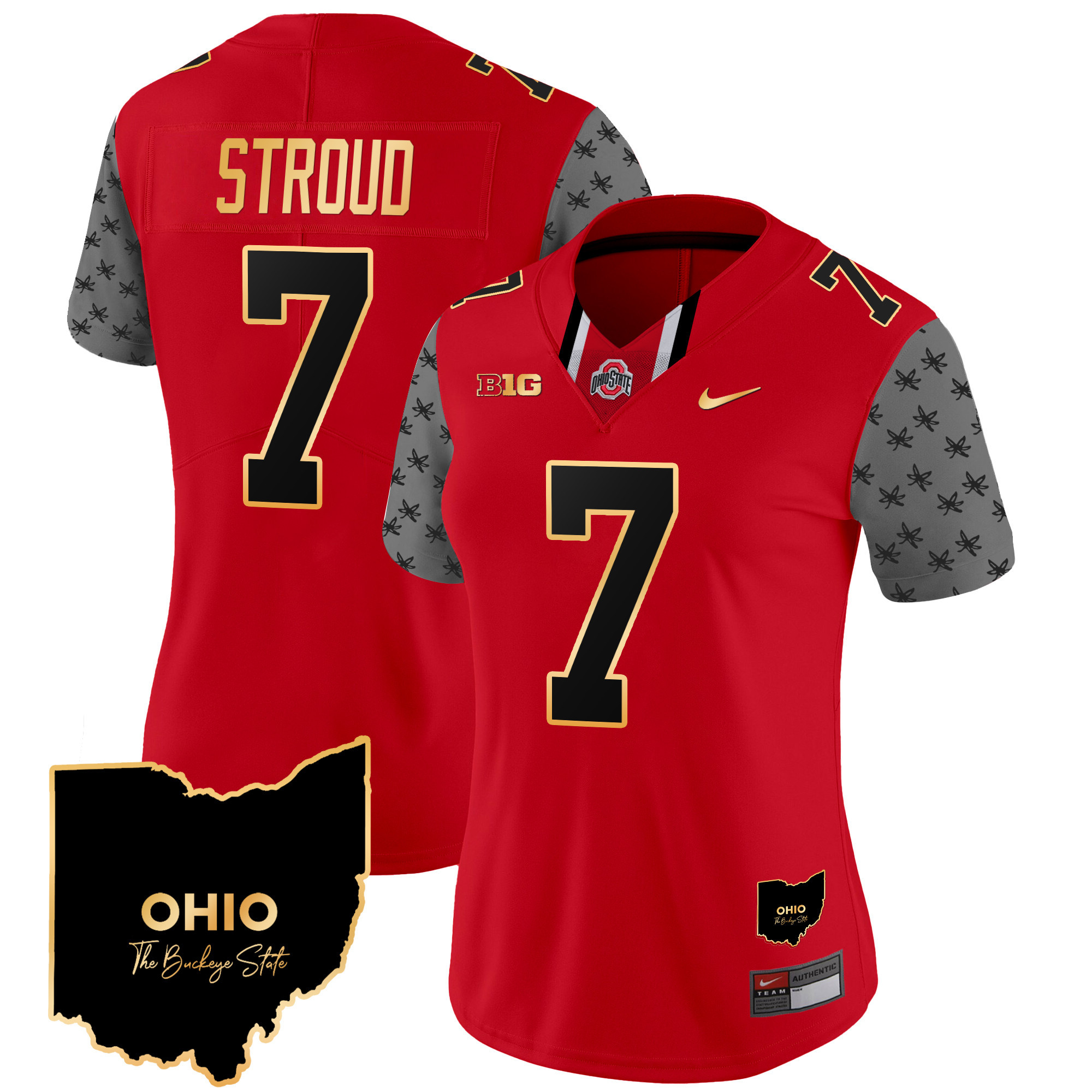 Women's Ohio State Buckeyes 2024 Home Patch Gold Trim Vapor Limited Jersey V2 - All Stitched