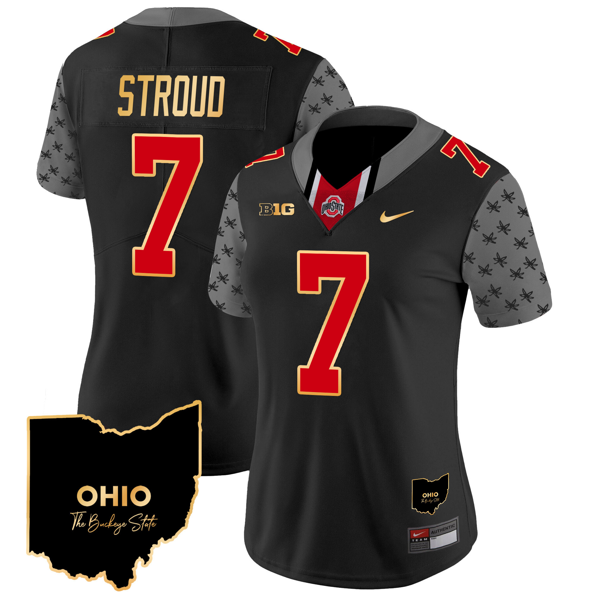 Women's Ohio State Buckeyes 2024 Home Patch Gold Trim Vapor Limited Jersey V2 - All Stitched