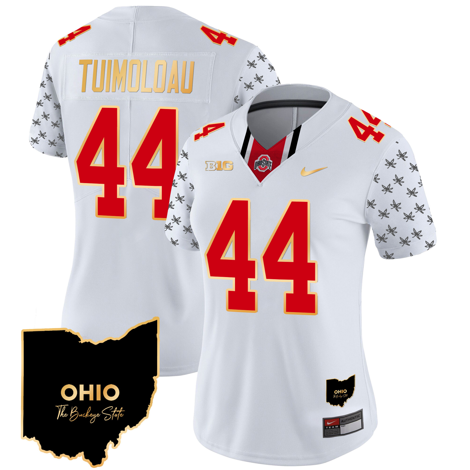 Women's Ohio State Buckeyes 2024 Home Patch Gold Trim Vapor Limited Jersey V2 - All Stitched