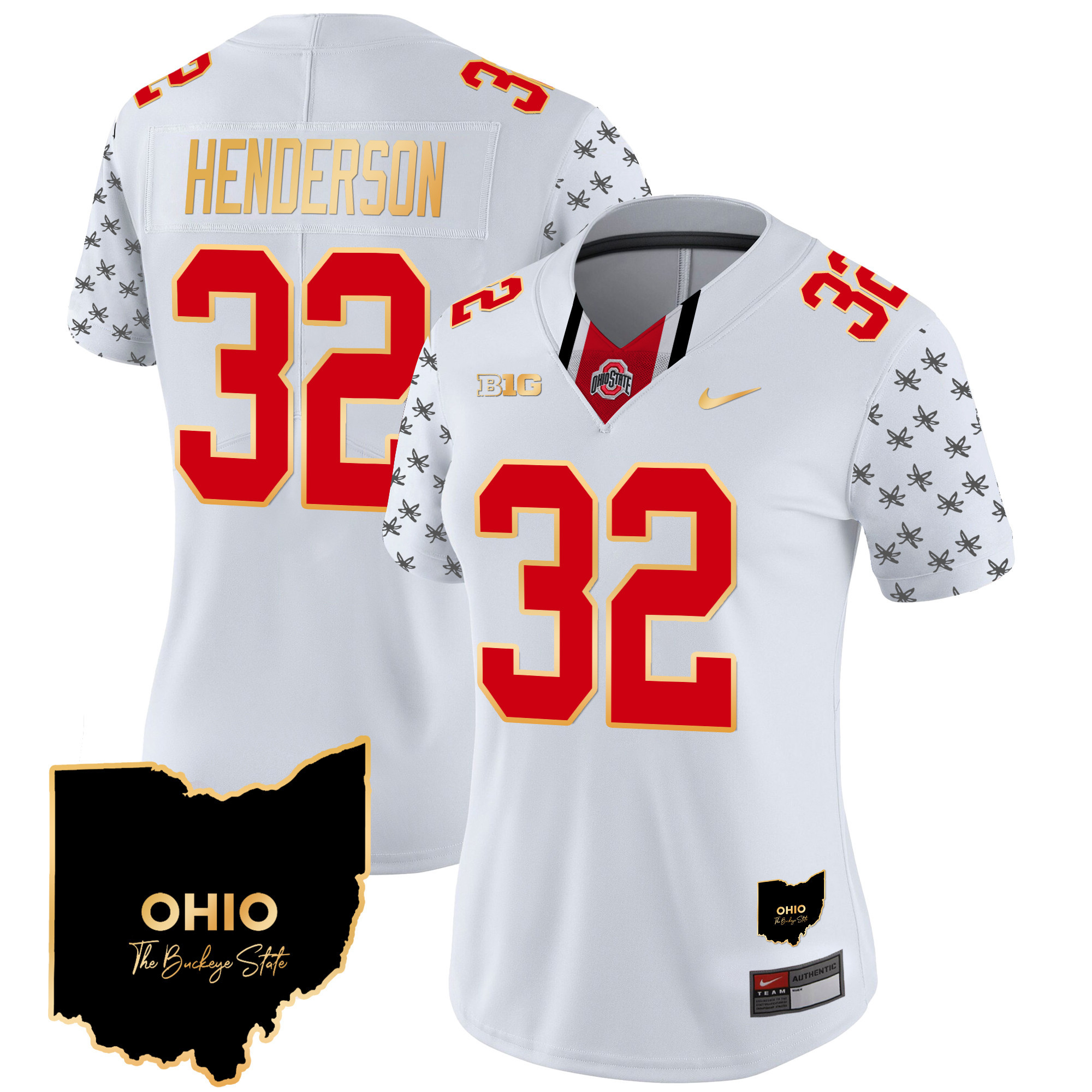 Women's Ohio State Buckeyes 2024 Home Patch Gold Trim Vapor Limited Jersey V2 - All Stitched