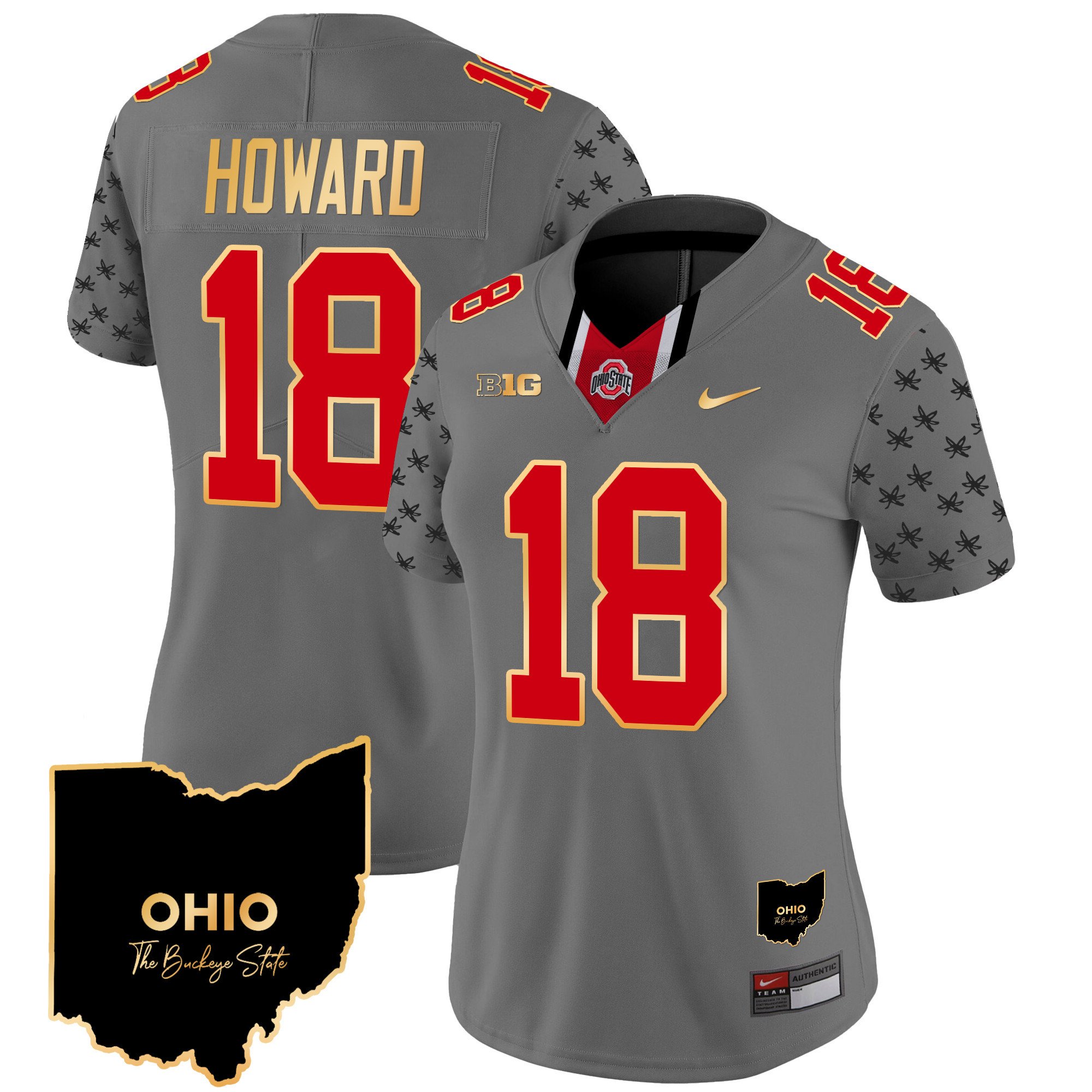 Women's Ohio State Buckeyes 2024 Home Patch Gold Trim Vapor Limited Jersey V2 - All Stitched